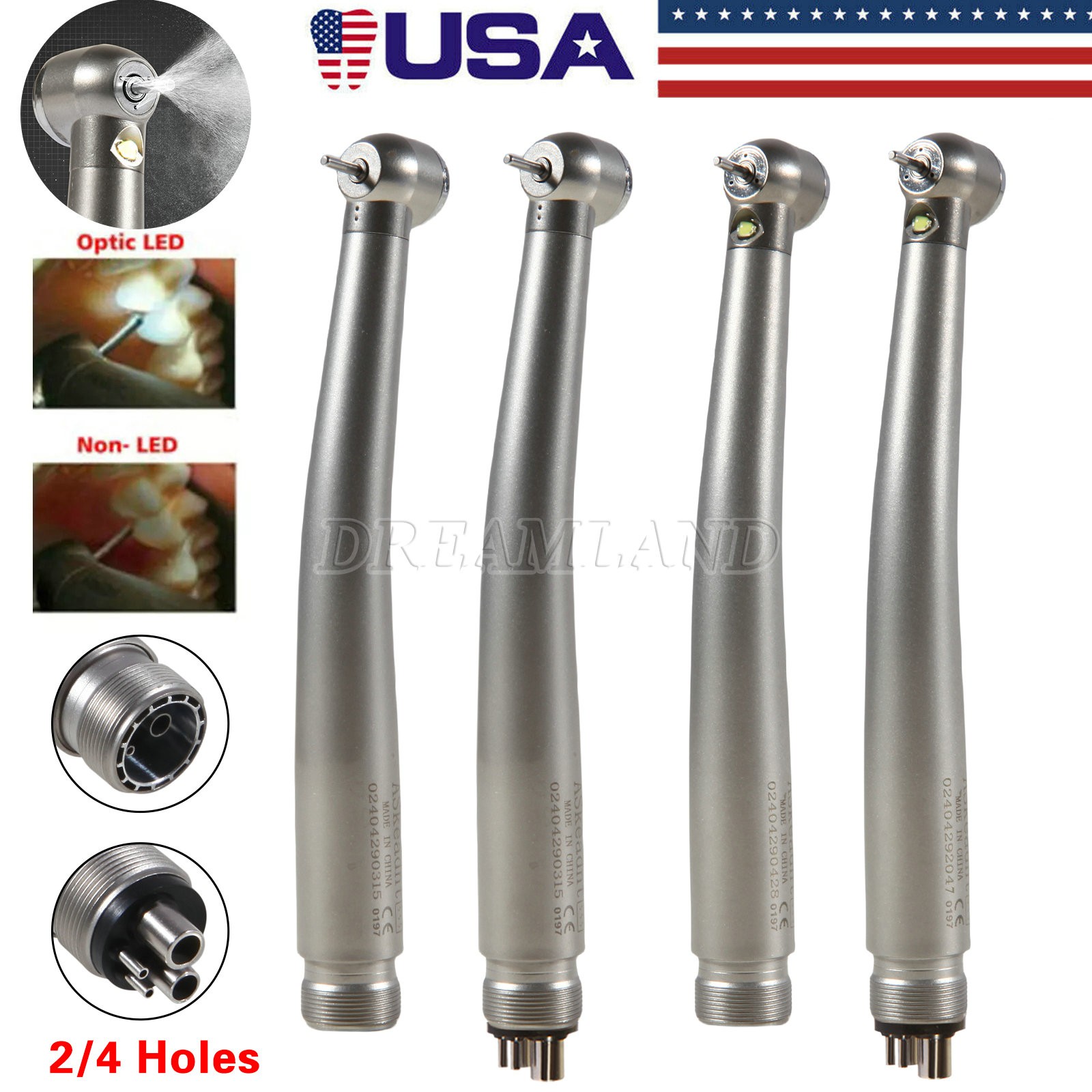 NSK Style Dental LED E-generator /High Speed NoLED Handpiece Turbine 2/4Hole ASk