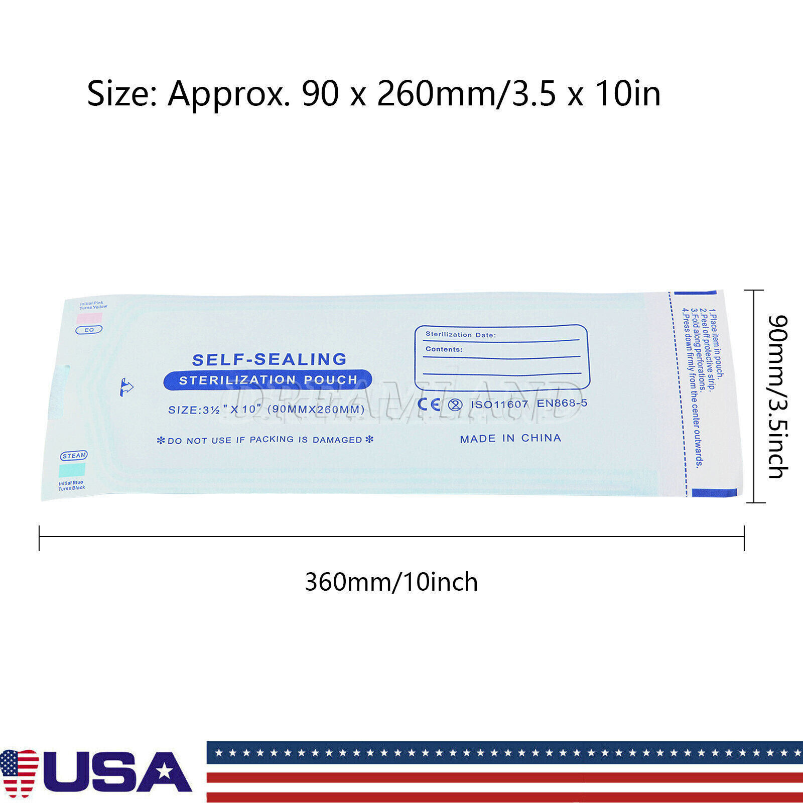 up to 2000 Sterilization Pouches 3.5″ x 10″ Dental Medical Self Seal Pouch Bag
