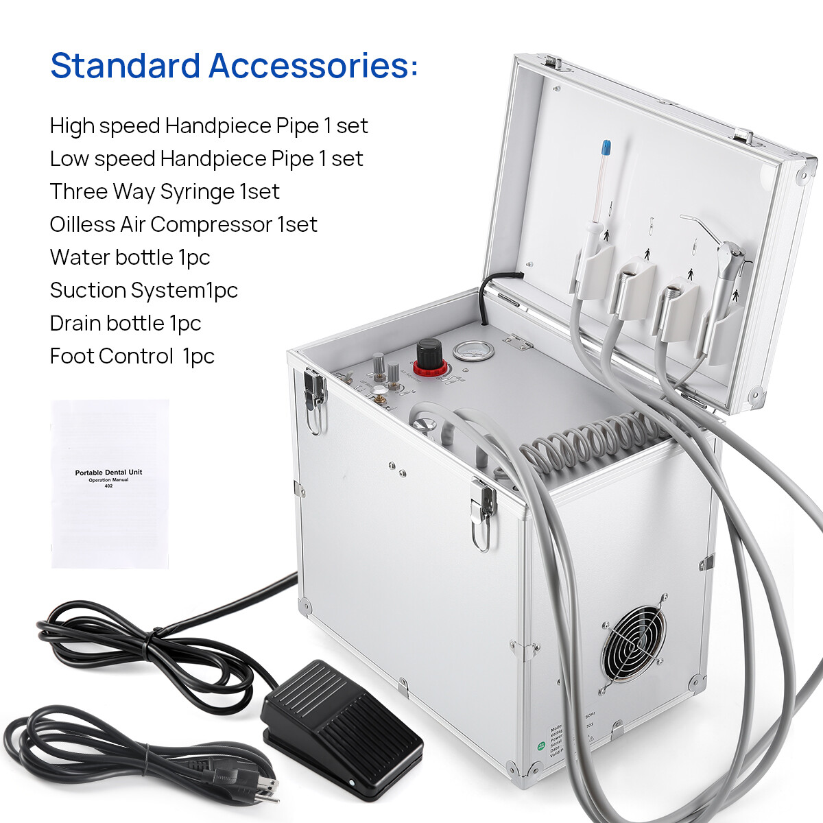 Portable Dental Delivery Unit Mobile Cart with Suction Air Compressor System