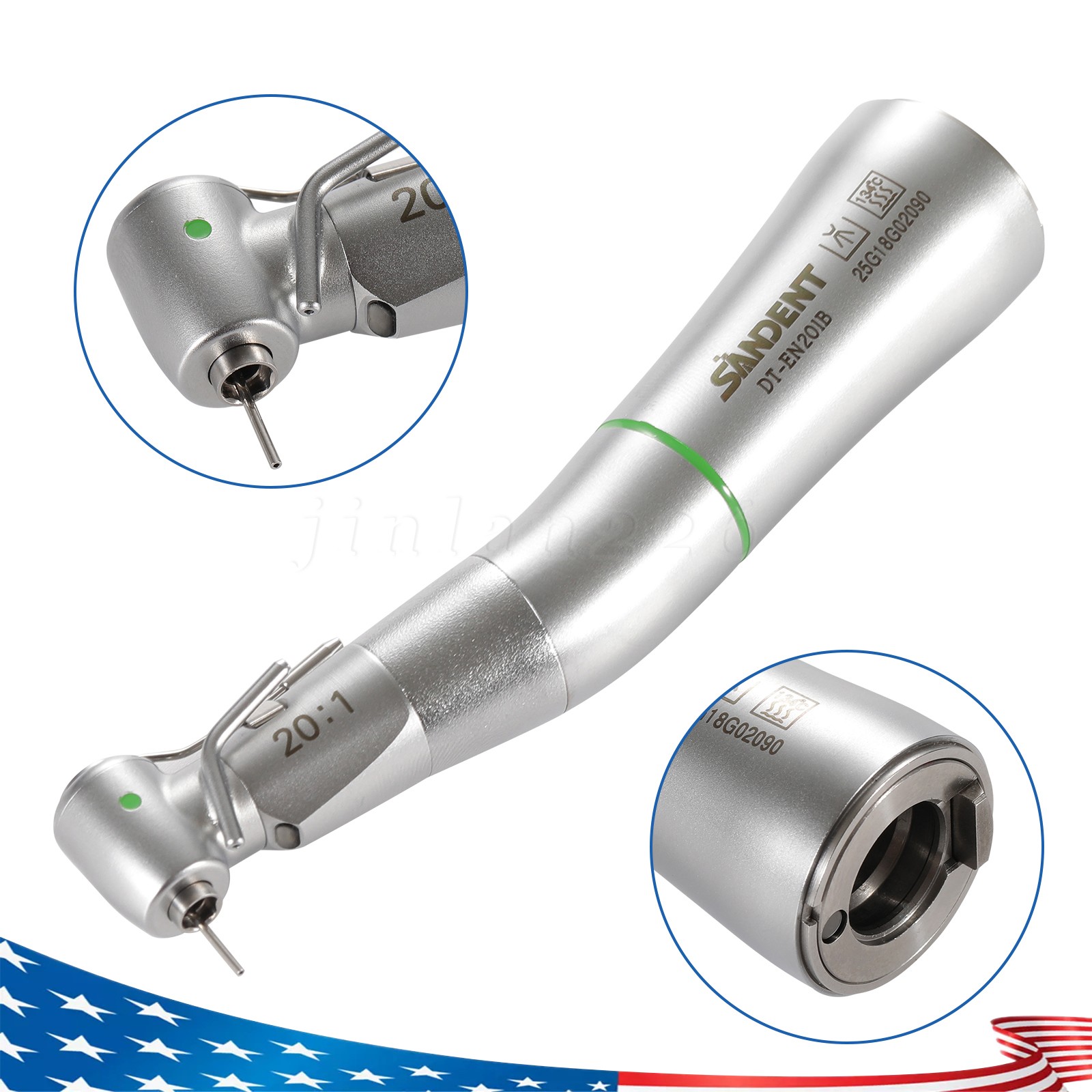 LED Fiber Optic 20:1 Detachable 75N Dental 20:1 Reduction Implant Handpiece