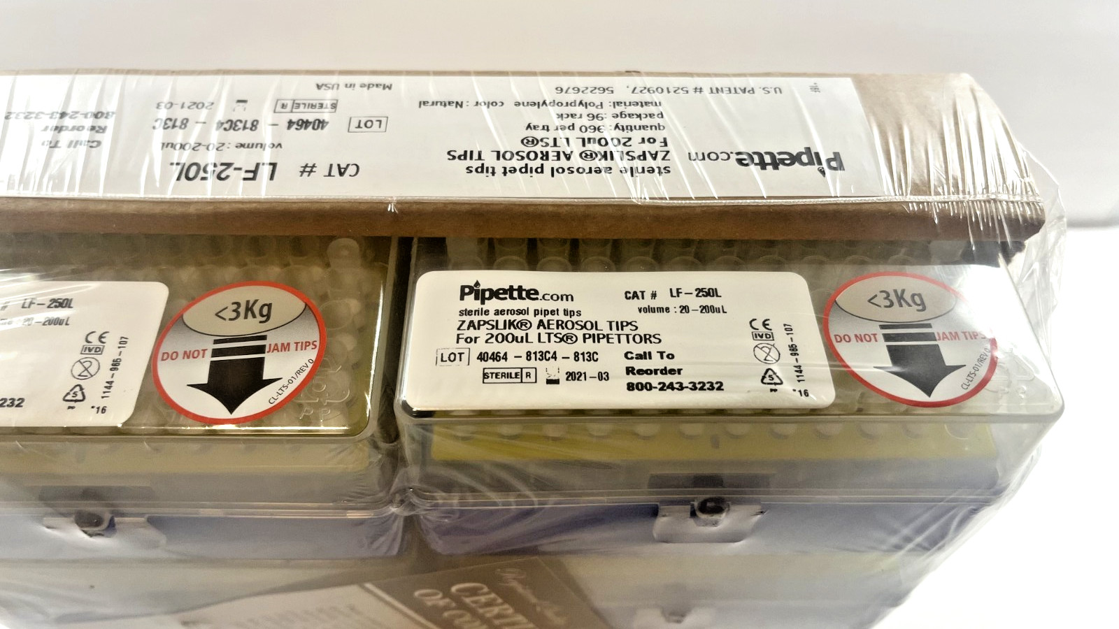 ZAPSLIK LF-250L 200uL LTS Filter Tips Sterile Racked 10 Packs New 2021-01
