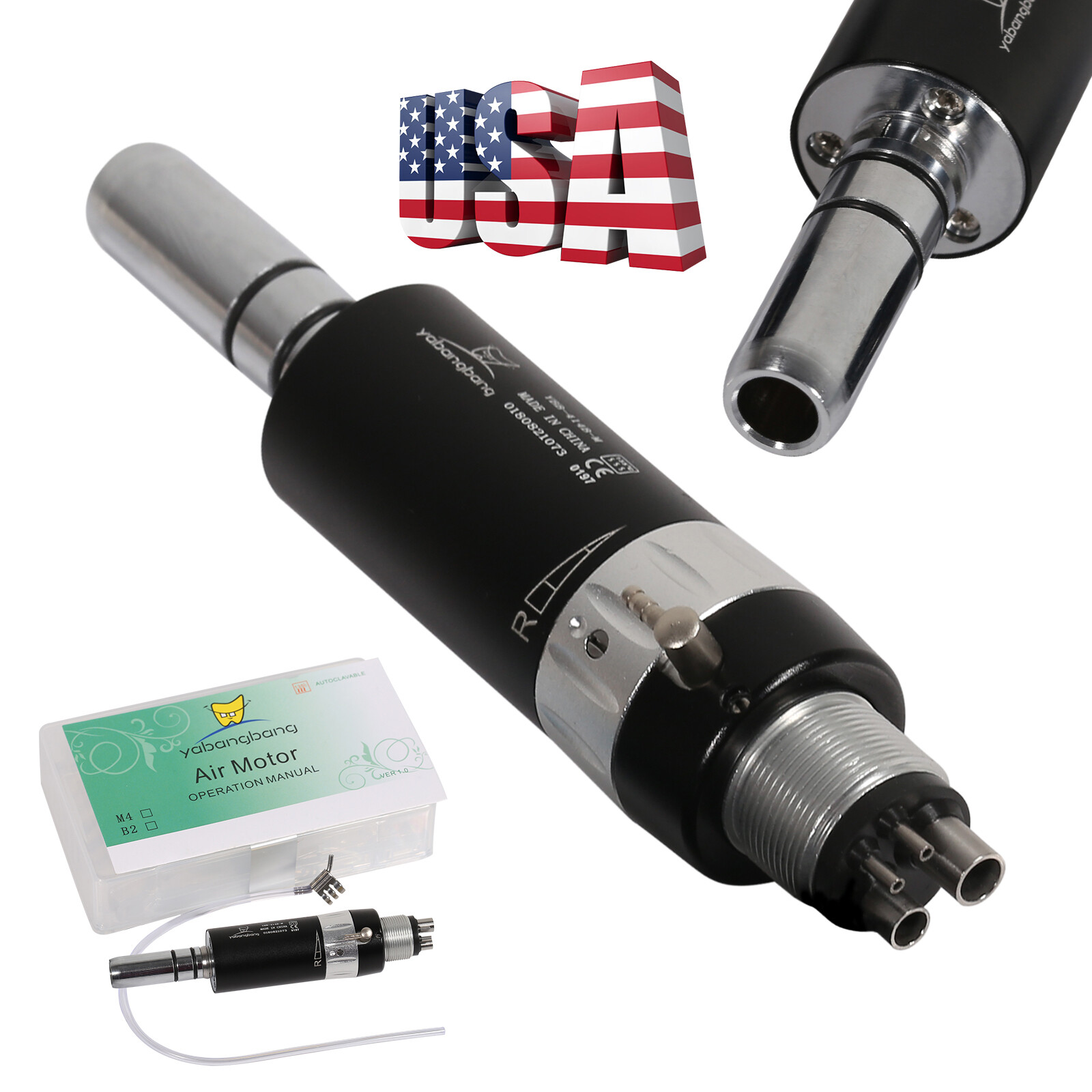 E-type Air Motor USA connection Dental Slow Low Speed Handpiece 4Hole 4colors