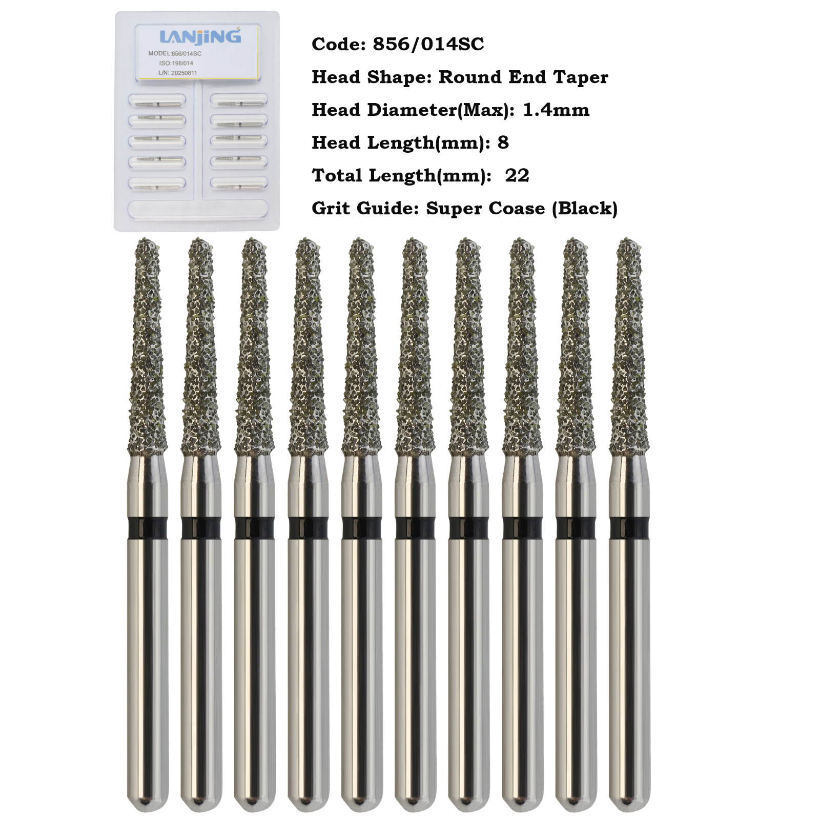 Dental Diamond Burs FG Round End Taper 856 850 Super Coarse Fine High Speed Burr