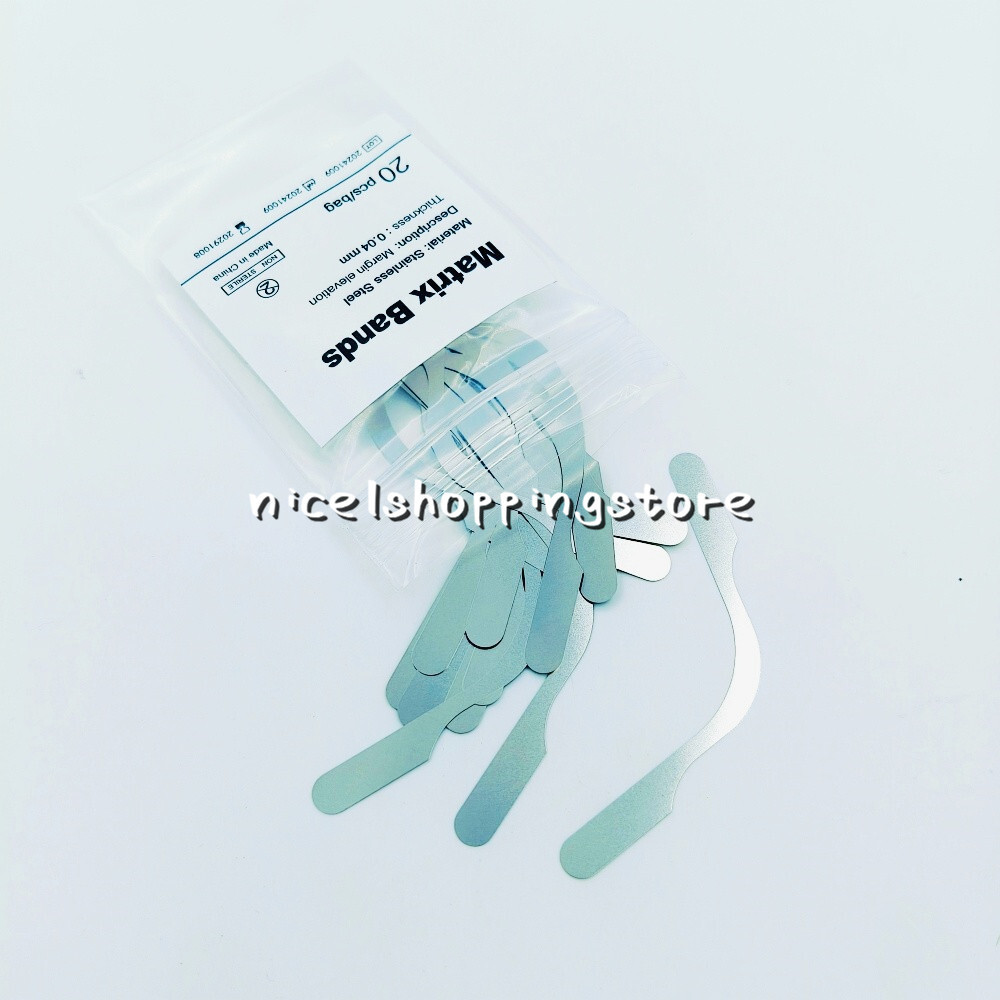 20Pcs/Bag Dental Tofflemire Matrix Bands 0.04mm Margin Elevation/Large Curvature