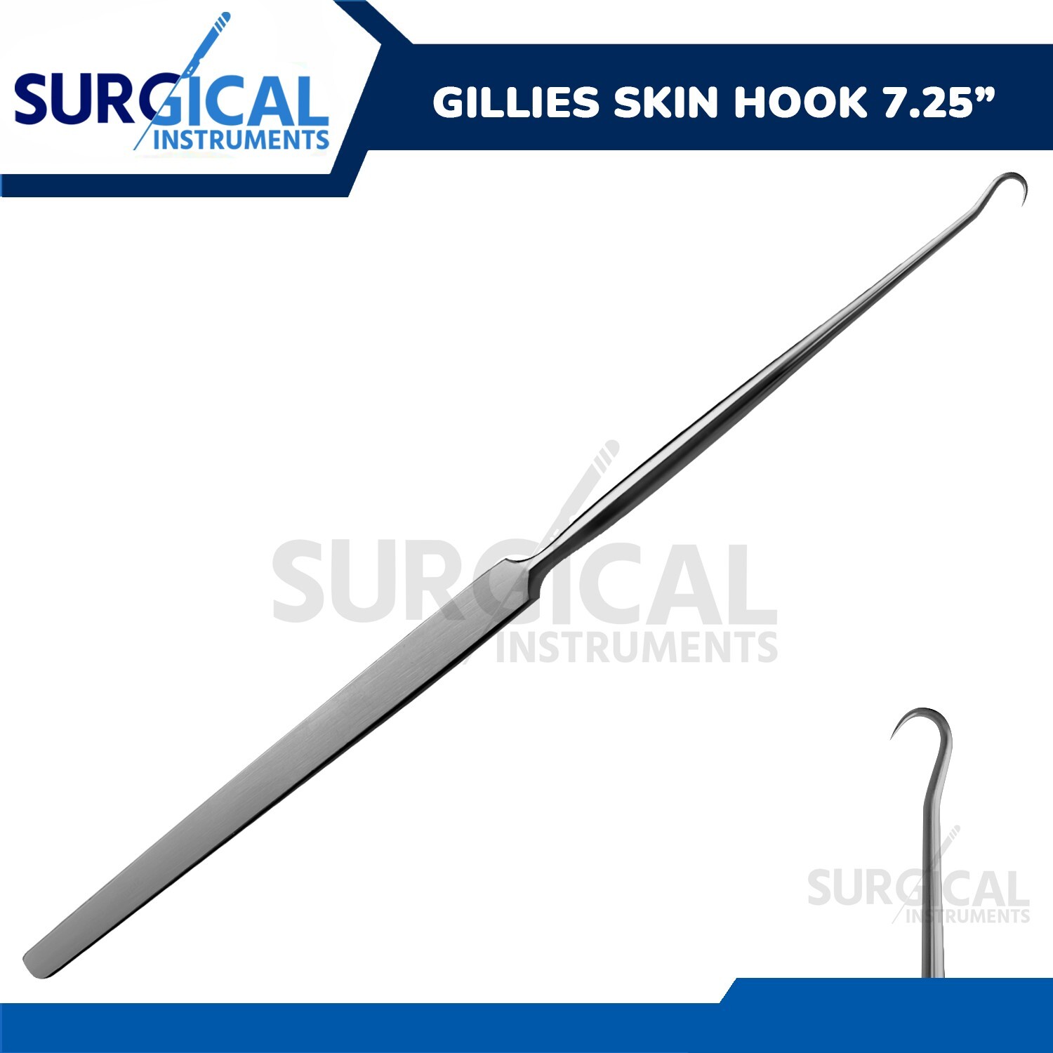 Gillies Skin Hook 7.25” Single Sharp Prong Retractor Surgical German Grade