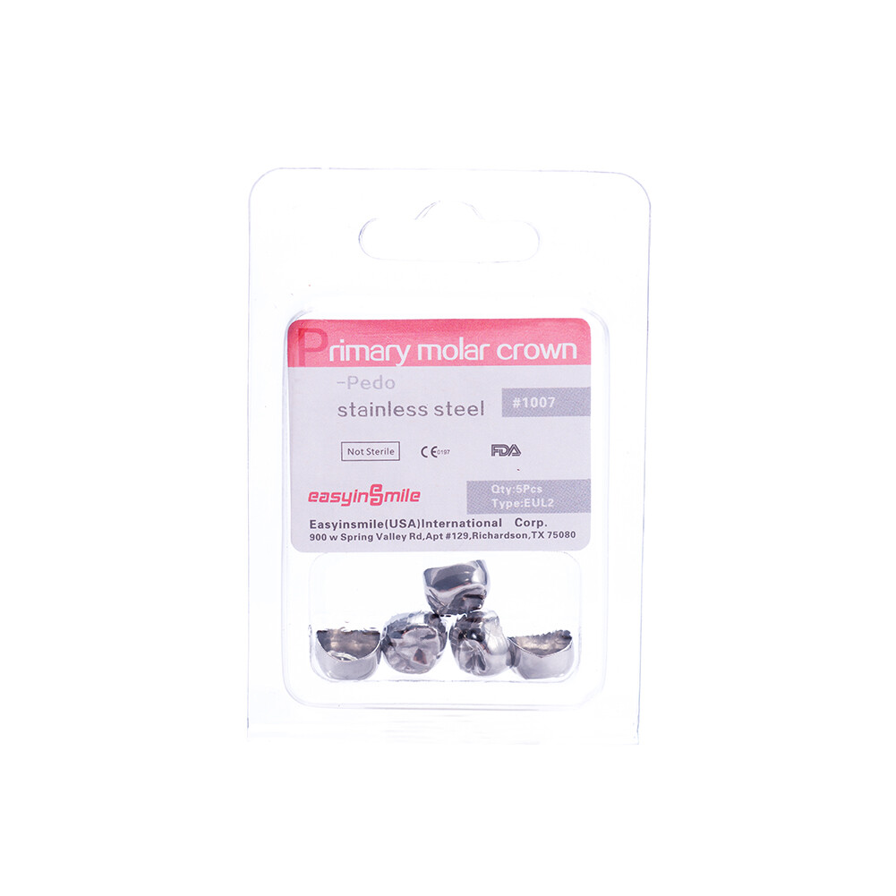 Dental D Primary E Molar Kids Crowns Stainless Steel Primary Crown Pediatric 5Pc