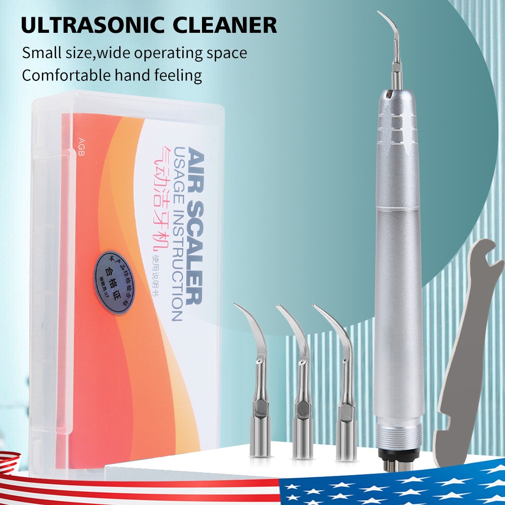 Dental Ultrasonic Air Perio Scaler Handpiece Hygienist 4 Hole w/ 3 Tips Original