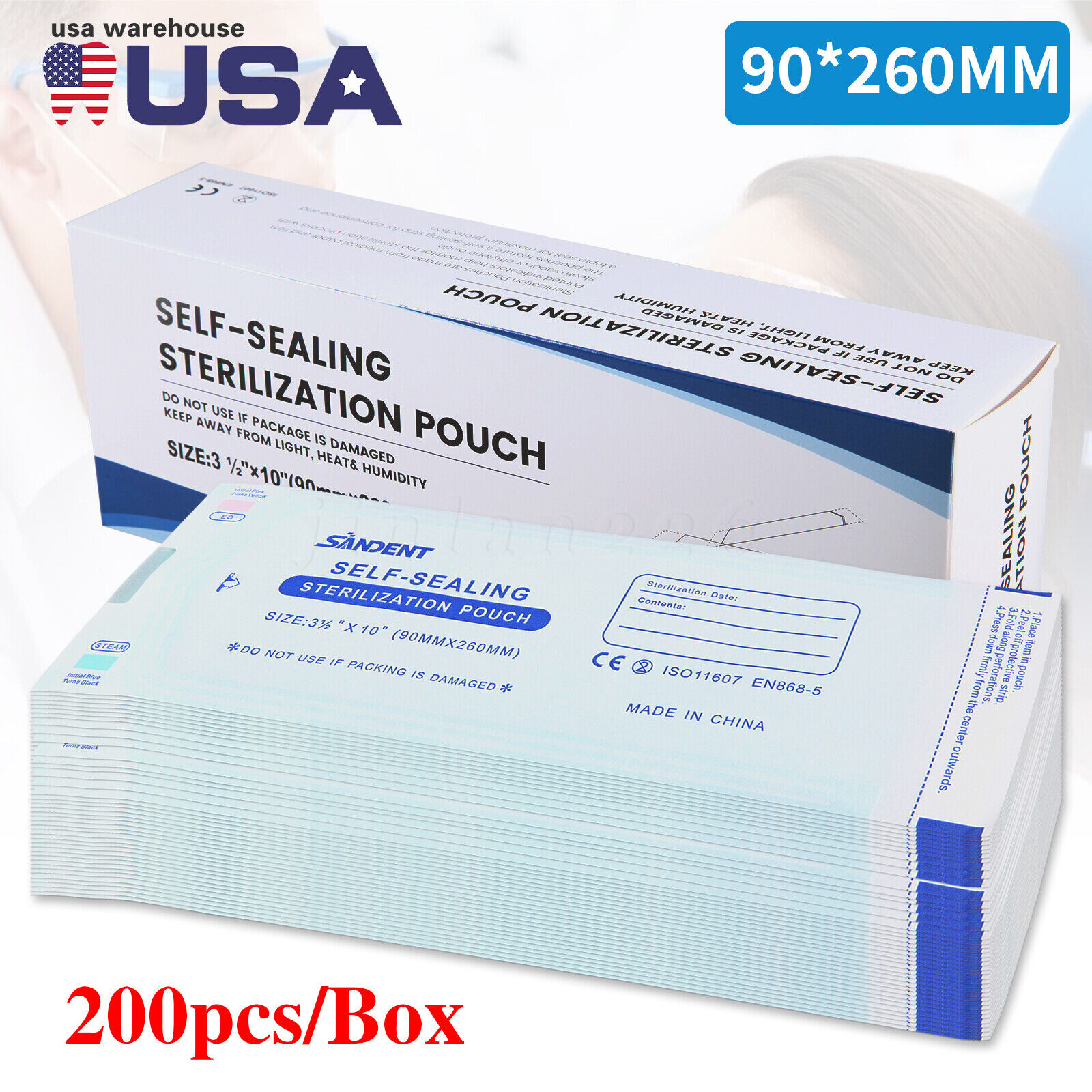 200-2000 3.5″ x 10″ Self-Sealing Sterilization Pouch Sterilizer Bag Autoclave