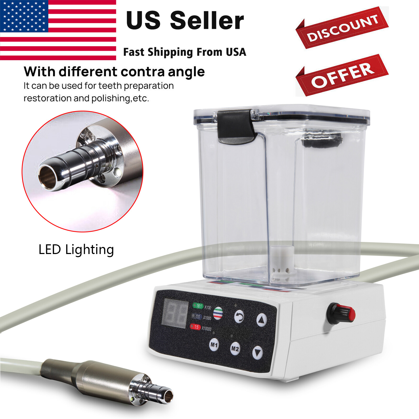 Dental Brushless Electric Micromotor Motor W/ Water Tank Vector Control System