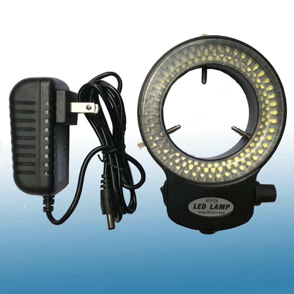 Quick 144 LED Bulbs Microscope Ring Light Illuminator Adjustable Lamps US Plug