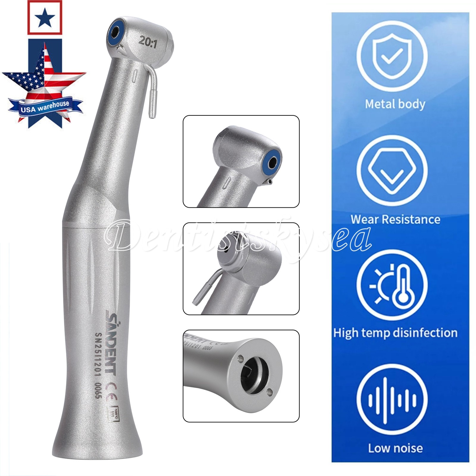 Dental Implant 20:1 Reduction Low Speed Contra Angle Handpiece Fit NSK E-type Y
