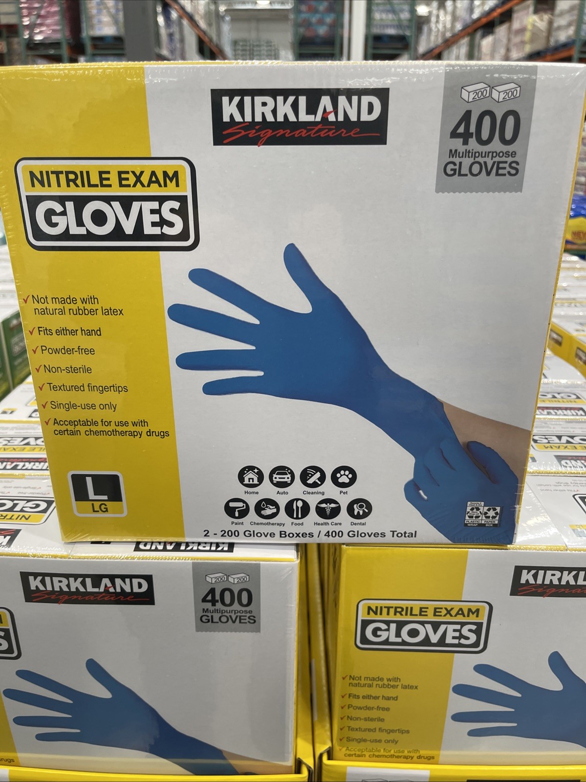 Kirkland Signature Nitrile Exam Gloves – Large Size (400 Pieces) (467130)