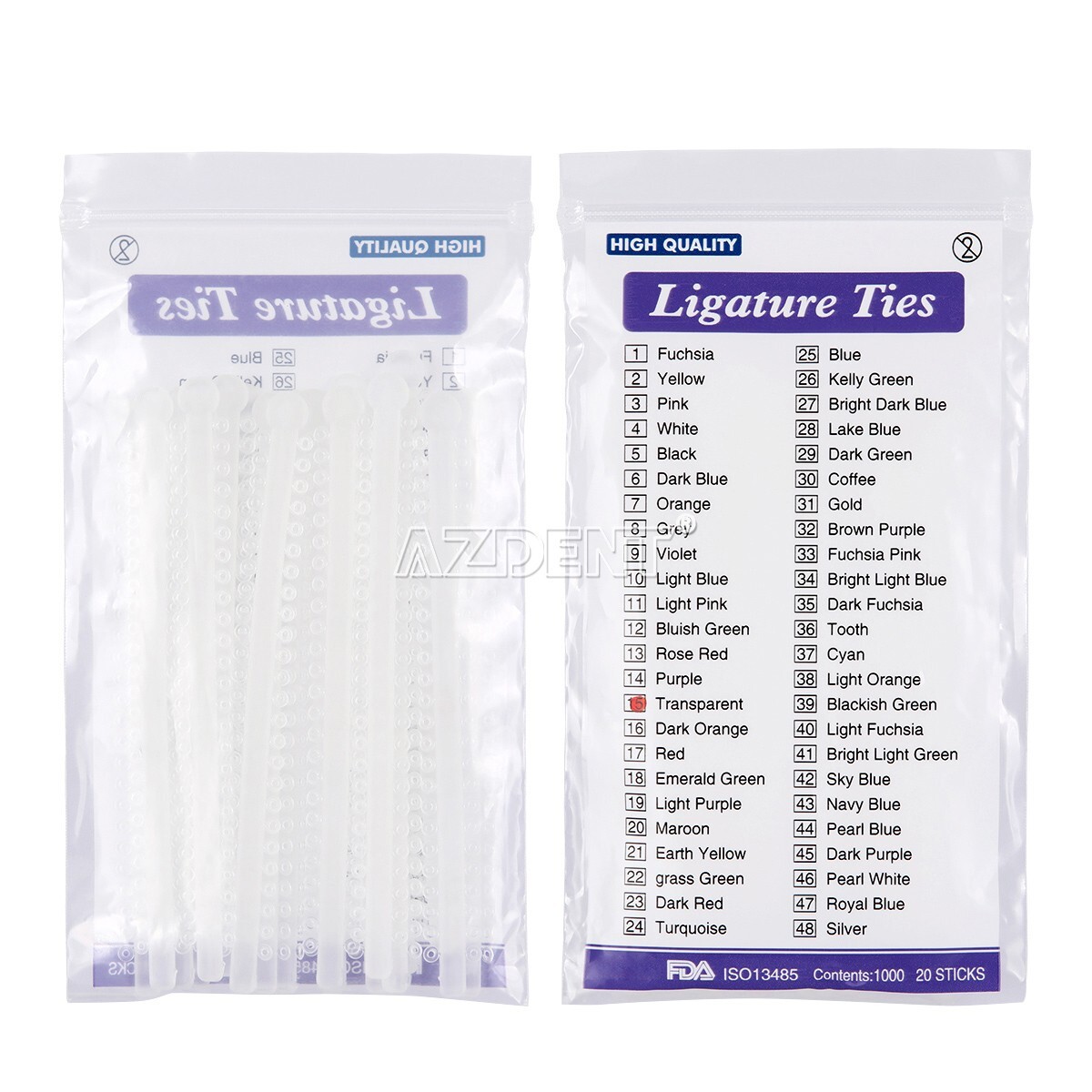 AZDENT Dental Orthodontic Ligature Ties Elastic Rubber Bands 1000 Ties/Bag