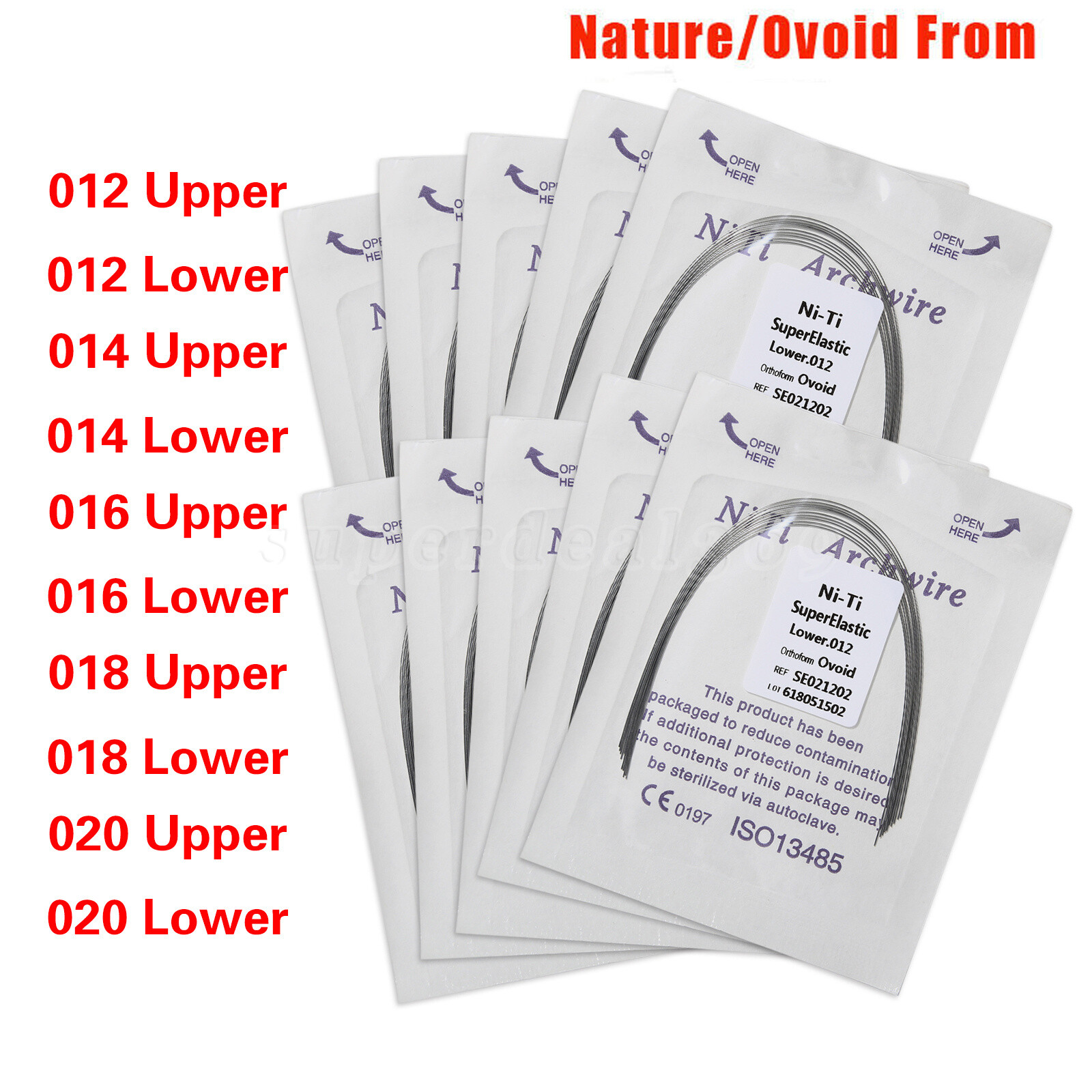10Pcs Dental Orthodontic Arch Wire Niti Thermal Activated Ovoid Natural form MX