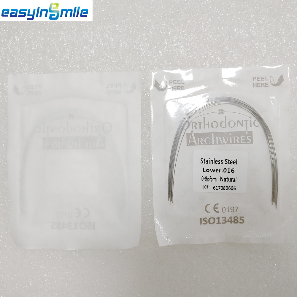 10XOrtho Rectangular Arch Wires Stainless Steel Dental Brace Round Wires Natural