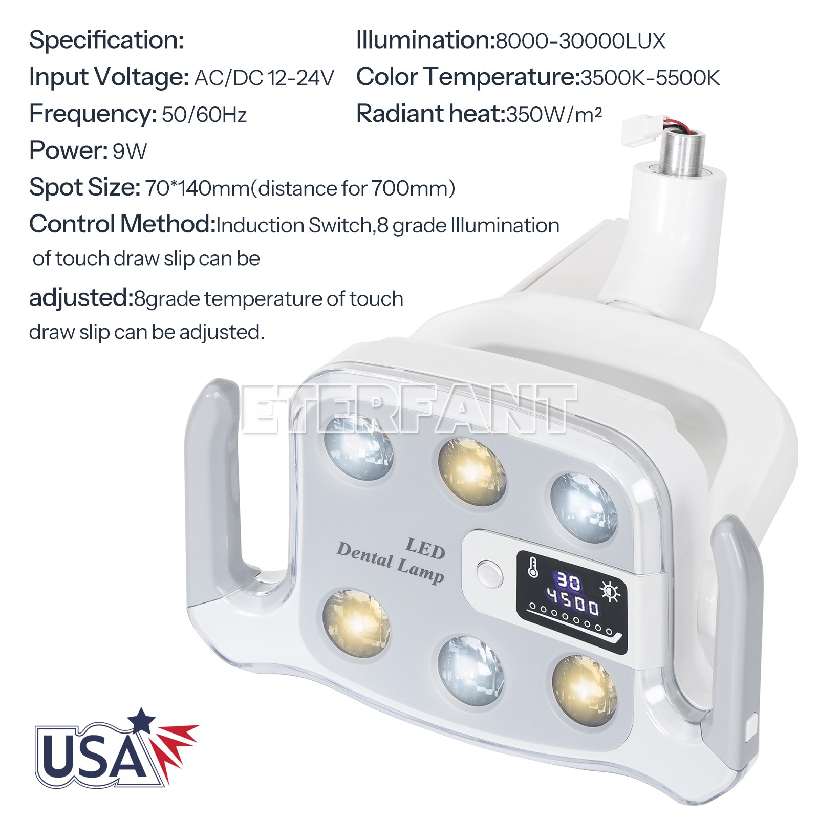 Dentist Operation Light for Dental Unit Chair Lamp 6 LED φ22mm/26mm Interface