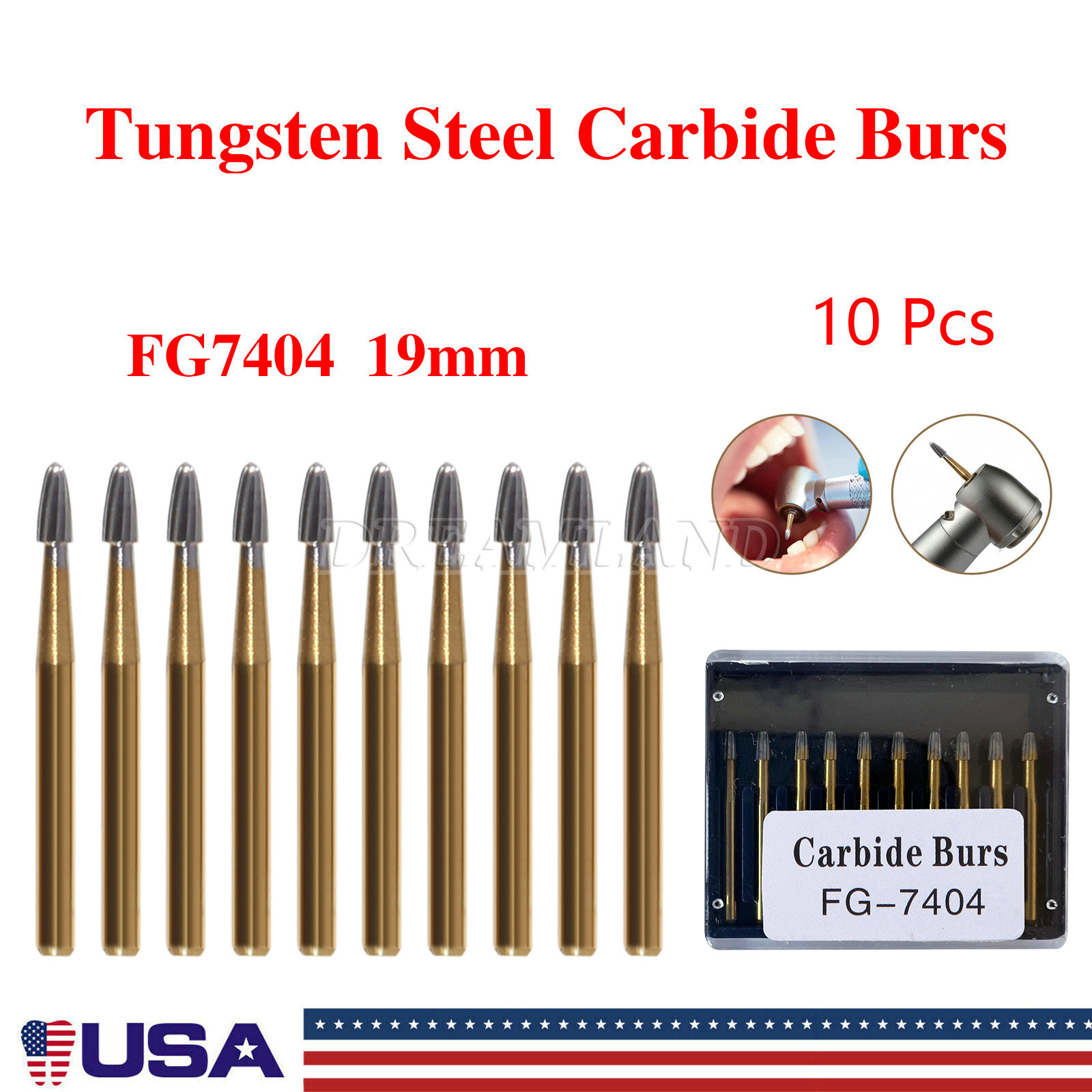 Dental Tungsten Carbide Bur Trimming&Finishing Egg Football FG 7404 7406 7408 DL