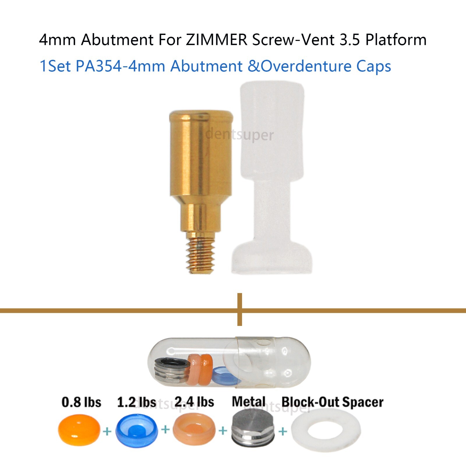 US Locator Abutment Zimmer Screw-Vent 3.5mm Overdenture Cap Implant Abutment