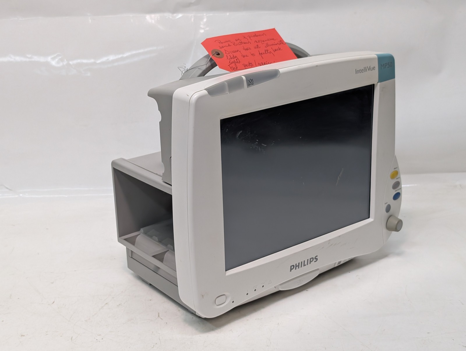 Lot of 2 Philips IntelliVue MP50 patient monitors for parts repair as shown