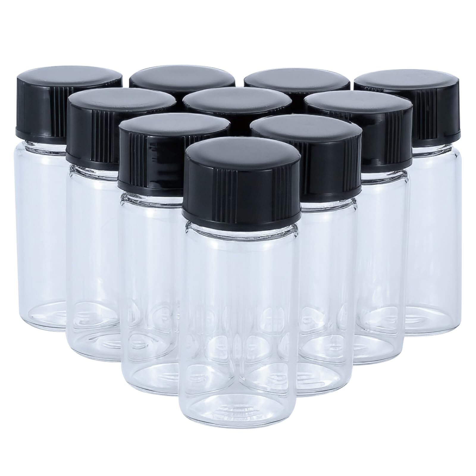 5mL(1/6 oz) Mini Clear Glass Vials with Plastic Screw Caps for Travel Crafts