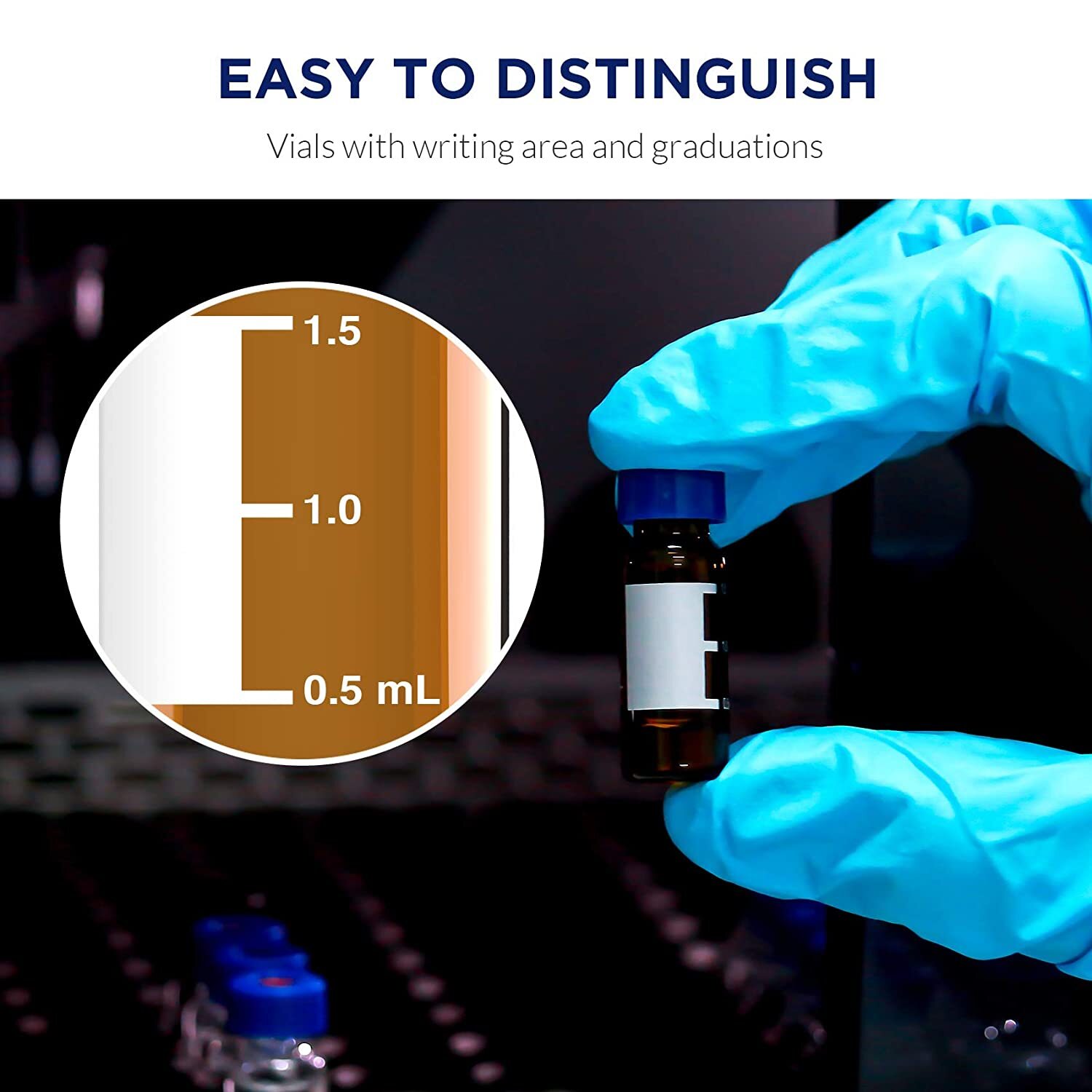 Simpure 4000pcs Amber 2mL Glass Vials Screw Caps HPLC Mark Area Sealed Design US