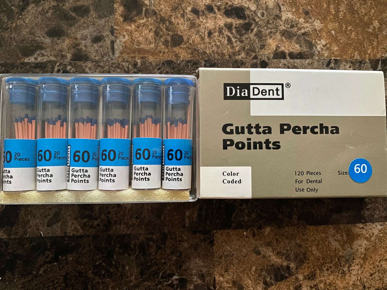 DIADENT Gutta Percha Points Endodontics (240 Pieces) All sizes (Vial Packaging)