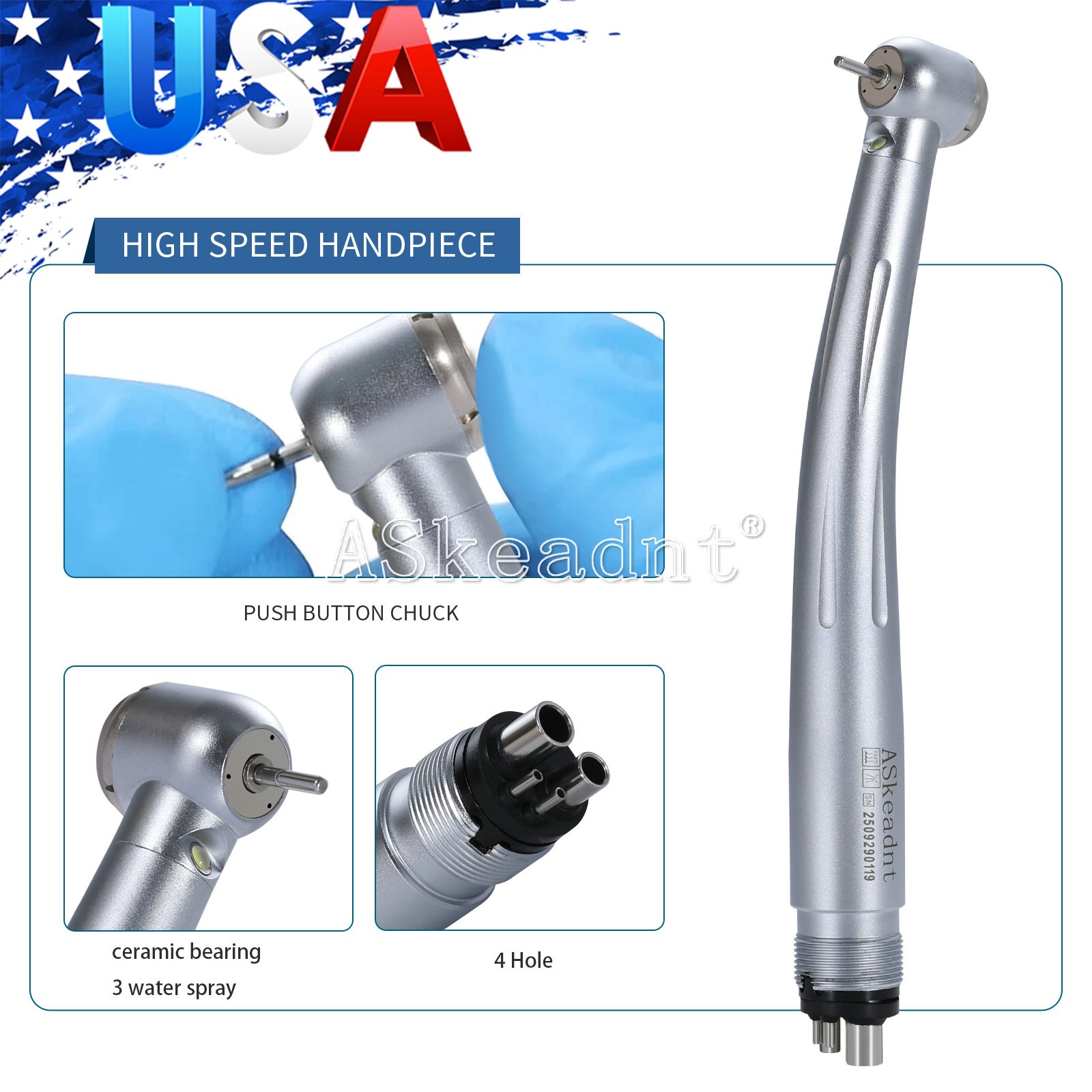 Dental LED E-generator Handpiece Ceramic Bearing 4Hole large torque for KAV