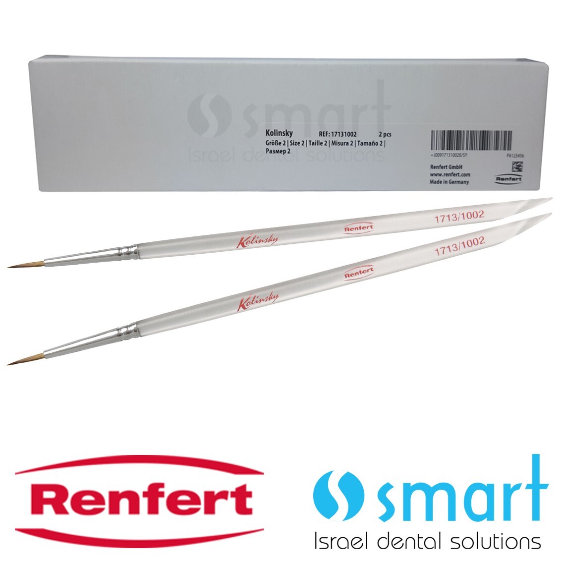 Lotx2 Renfert Dental ceramic brush premium Natural bristle №2 Kolinsky 17131002