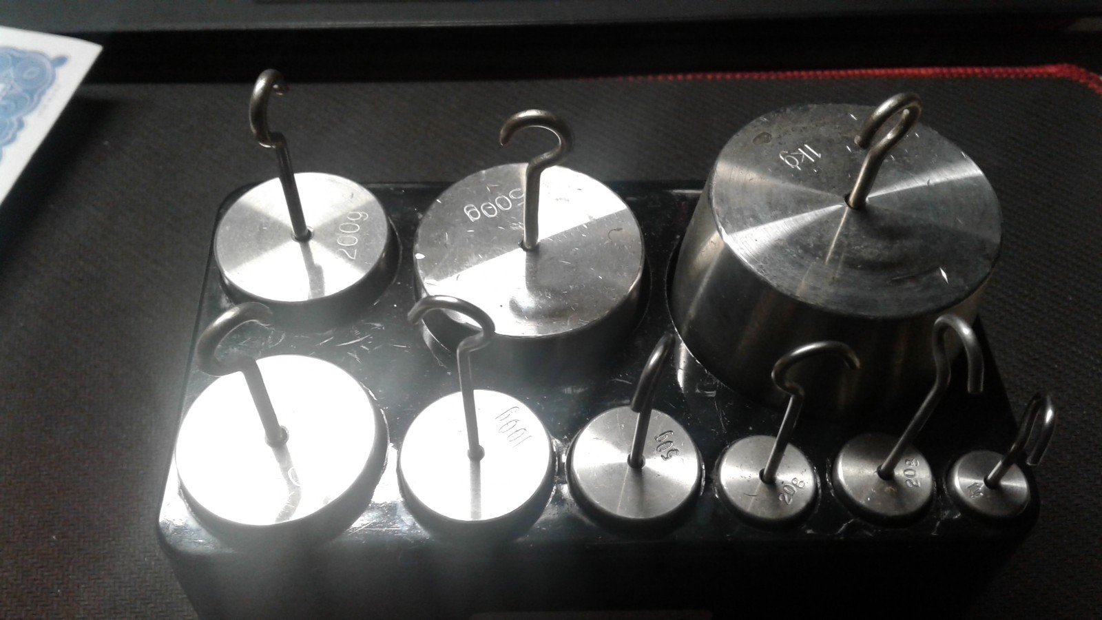 Troemner Hook Weight Set 56206S – 1kg to 10g, ASTM Class 7, S/S, USA, used