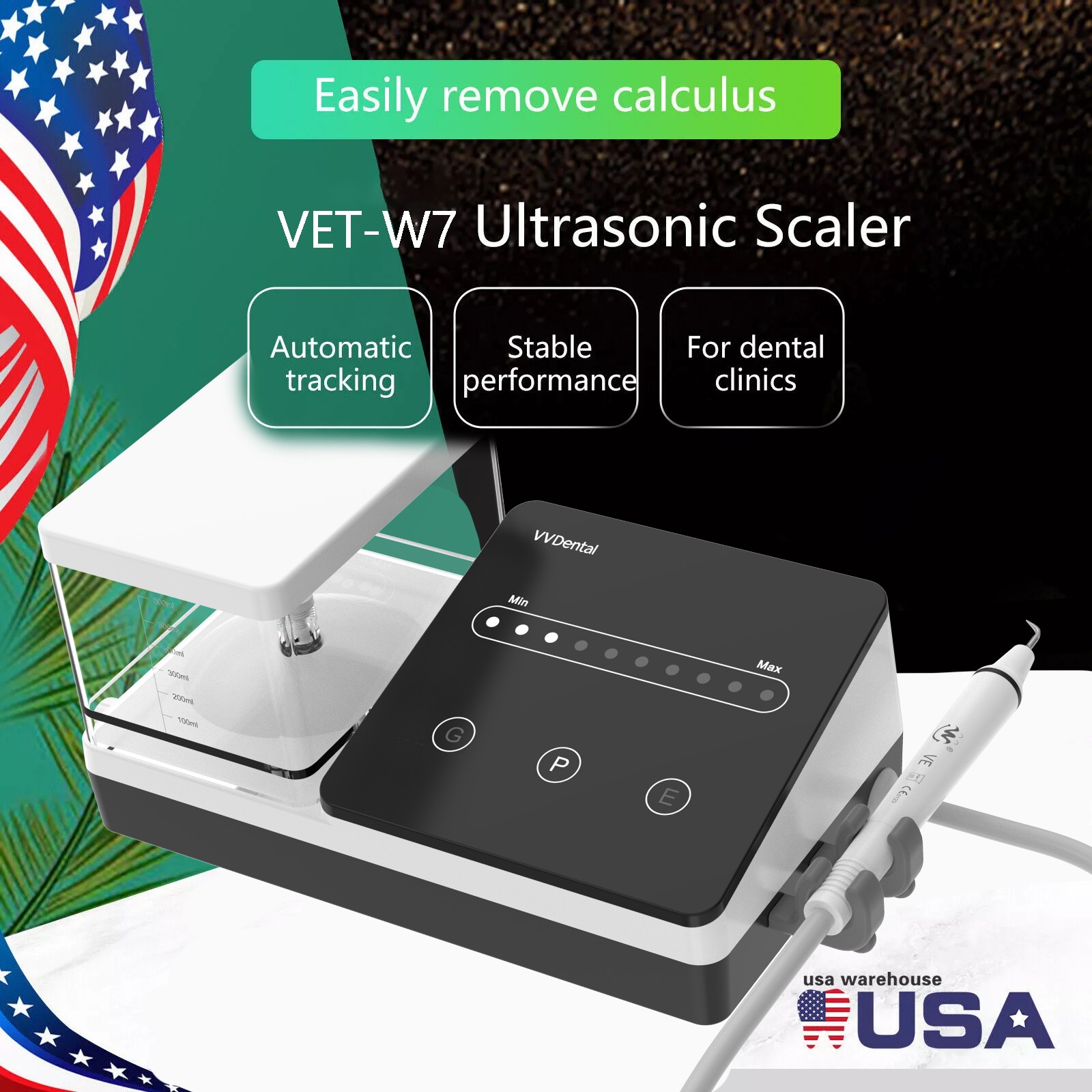 Dental Ultrasonic Piezo Scaler Fits EMS Handpiece+600ml Automatic Water Supply