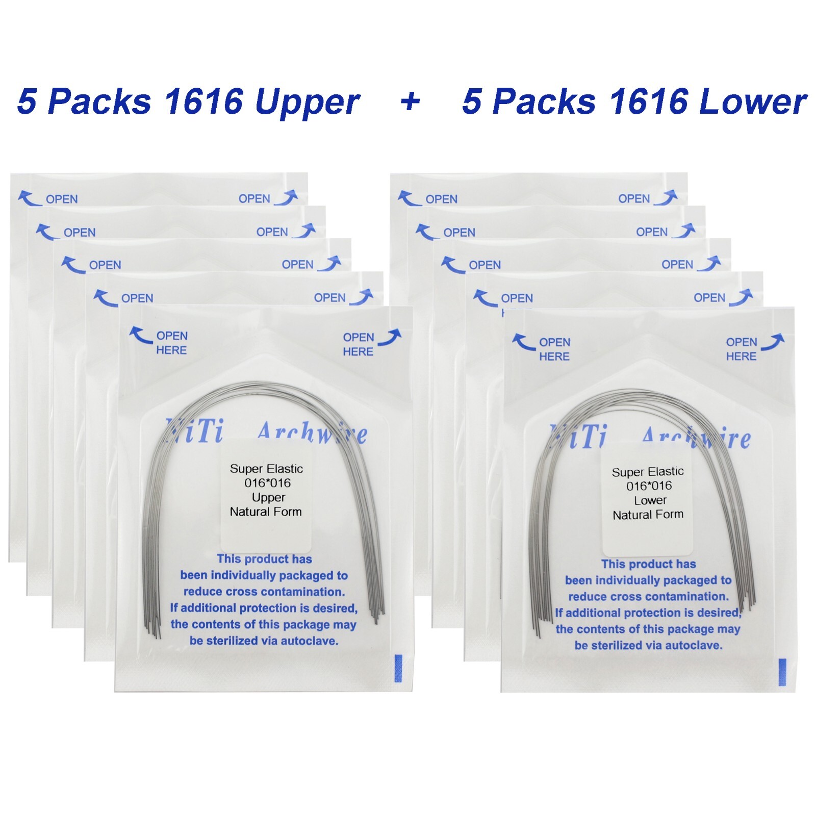 100PCS Dental Orthodontic Arch Wire Niti Natural Form Round Rectangular 16×22 14
