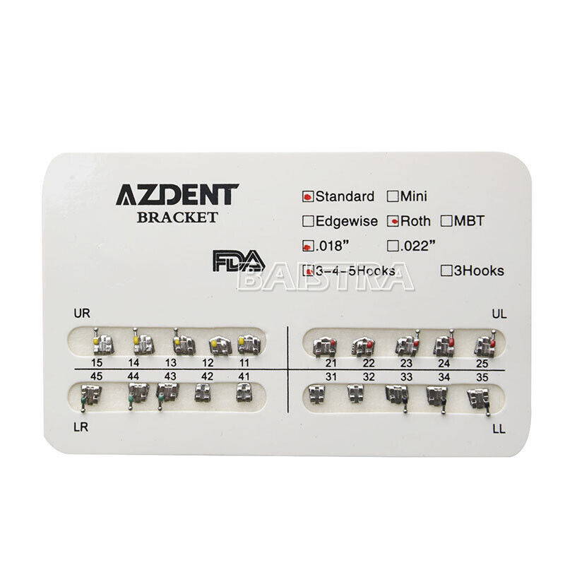 10 Packs AZDENT Dental Ortho Brackets Braces Metal Mini MBT/Roth.022 Hooks 345