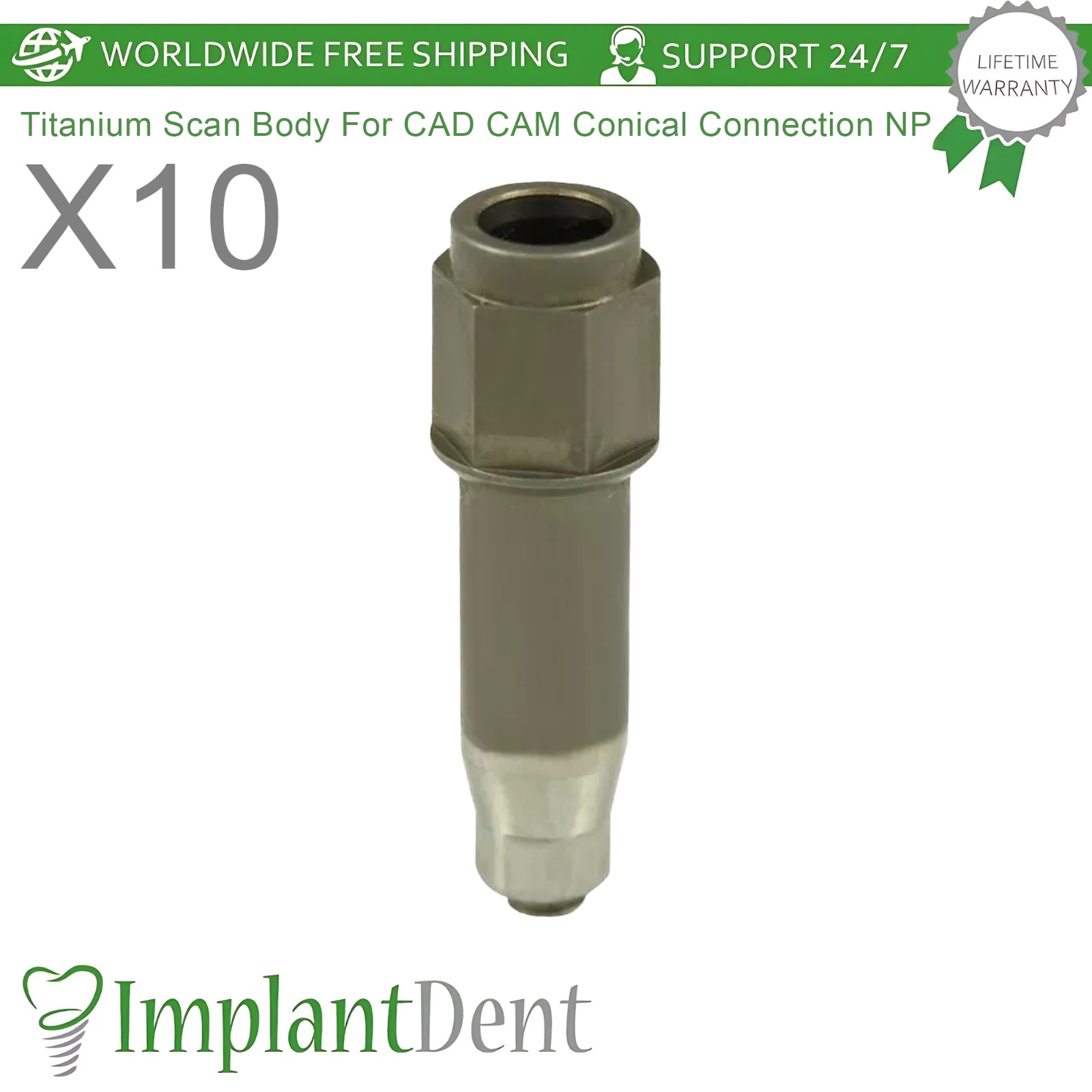 10x Dental Titanium Body Scan Narrow Platform NP Conical Connection Hex 2.25mm