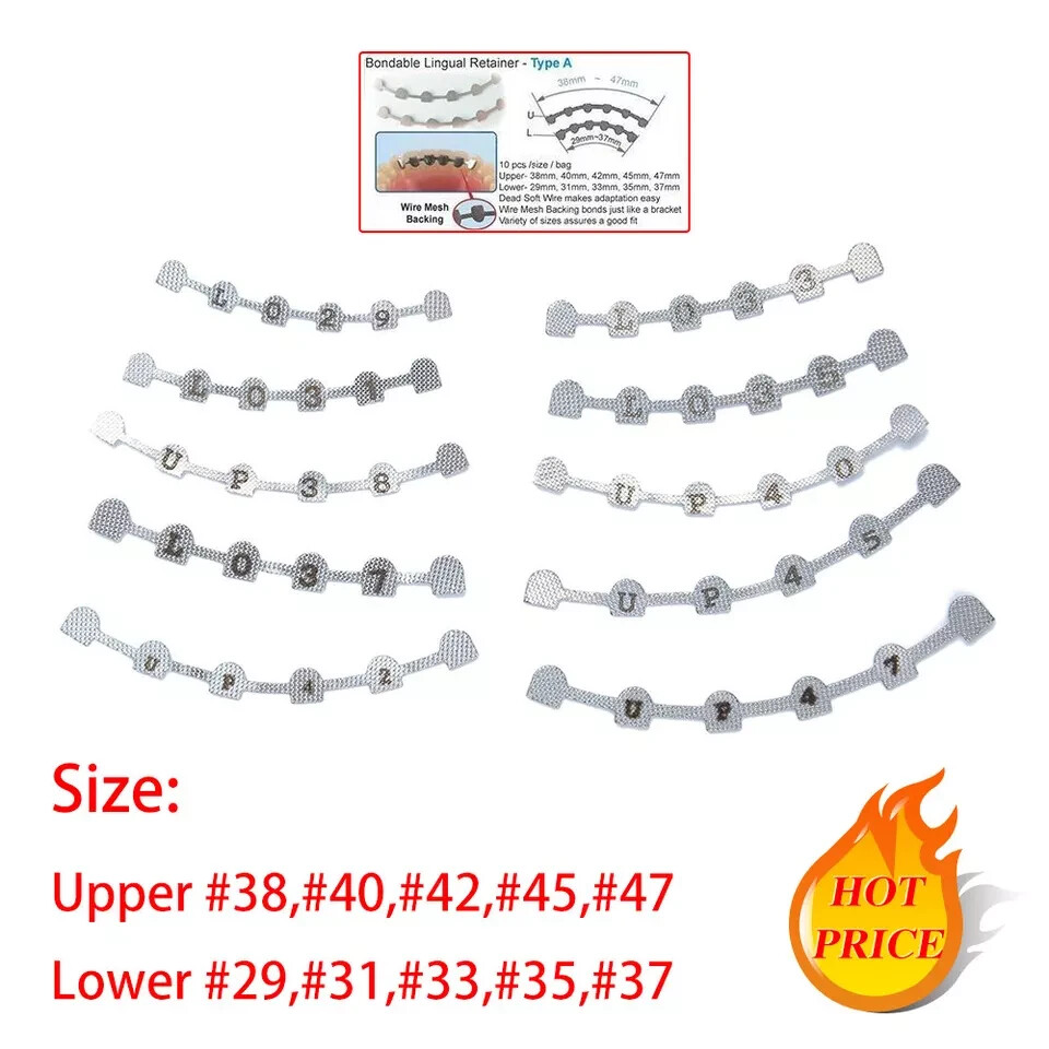 5 Packs Dental Bondable Lingual Retainers Mesh Base Upper/Lower Orthodontic