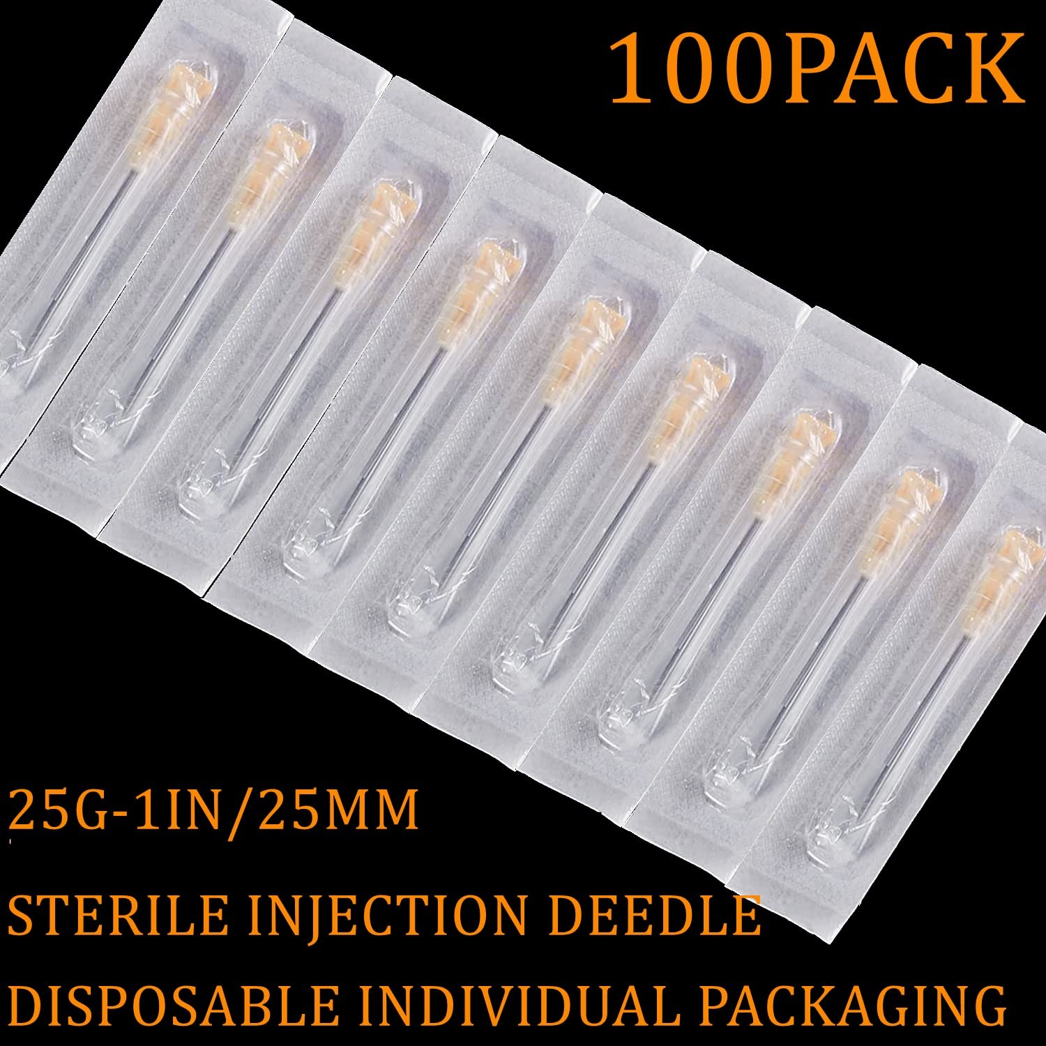100Pack 25Ga 1Inch/25mm Disposable Dispensing Lab Supplies Individually Sealed P