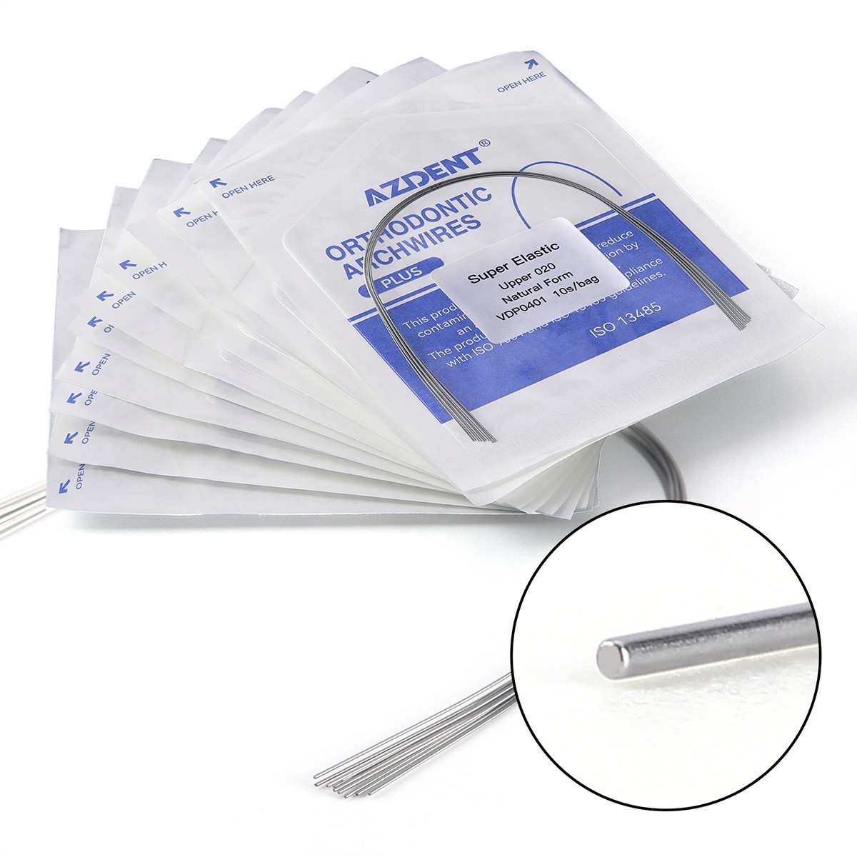 AZDENT Dental Orthodontics Super Elastic NiTi Archwire Round Ovoid 012-020