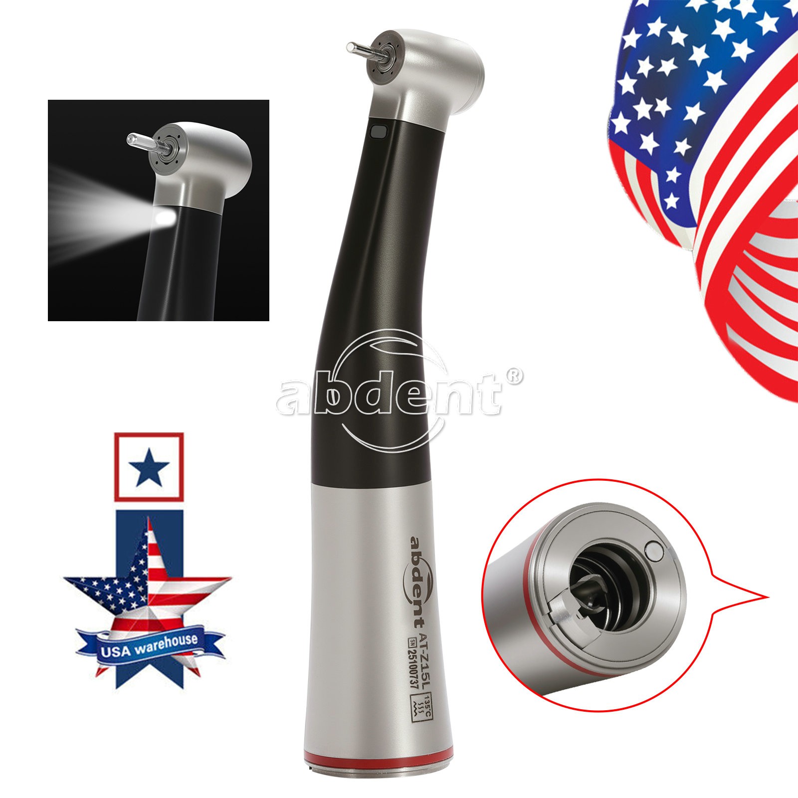 1:5 Electric Handpiece LED Fiber Optic Increasing Contra Angle AbDent Dental