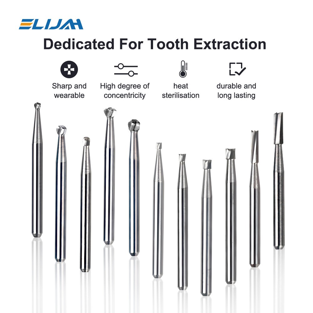10Pcs/box Dental Carbide Burs for High Speed Handpiece Round Cone Bur Diamond FG