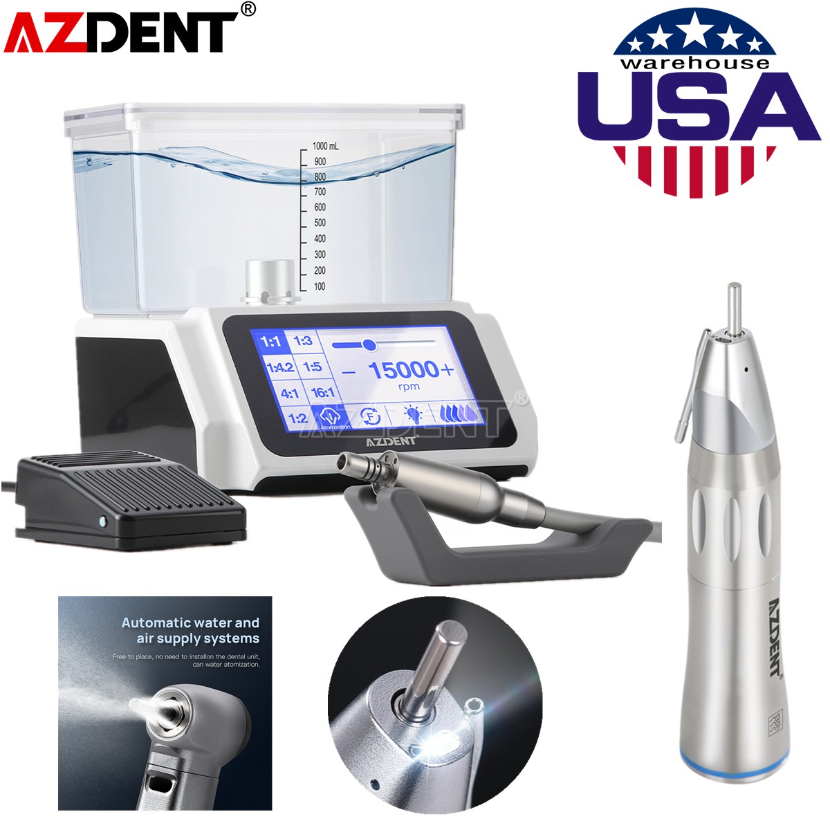 Brushless Dental LED Electric Micro Motor +1:1 Straight External for Practice