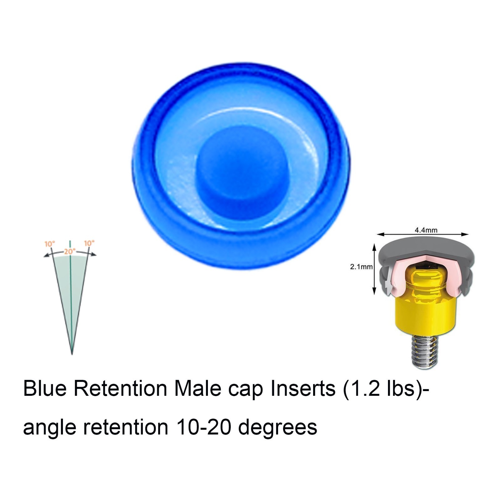 US Dental Male Cap Inserts Compatible Locator Abutment/Ø4.5mm Metal housing Cap