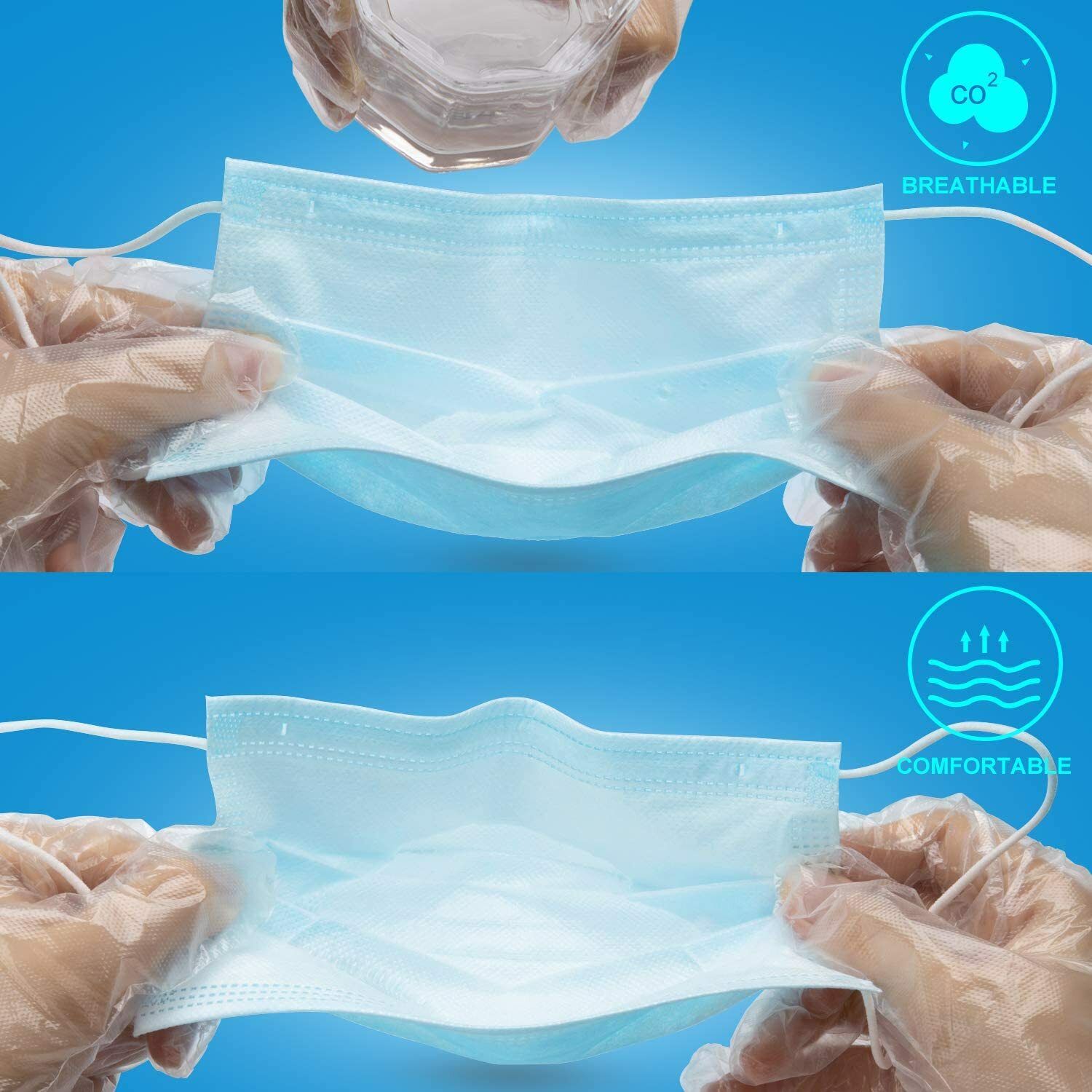 50/100 PCS Face Mask Mouth & Nose Protector Respirator Masks USA Seller Blue