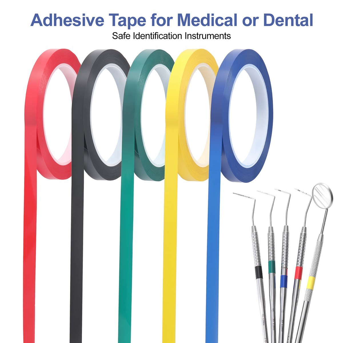 Dental Hygienist Medical Color Coded ID Tape PET Tools Instruments Autoclavable
