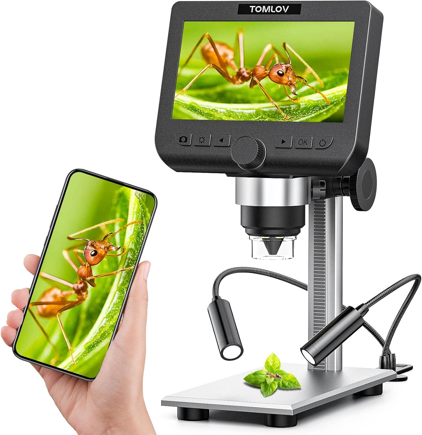 TOMLOV WIFI 1000x Digital Microscope Coin Magnifier solder workbench 4.3″ Screen