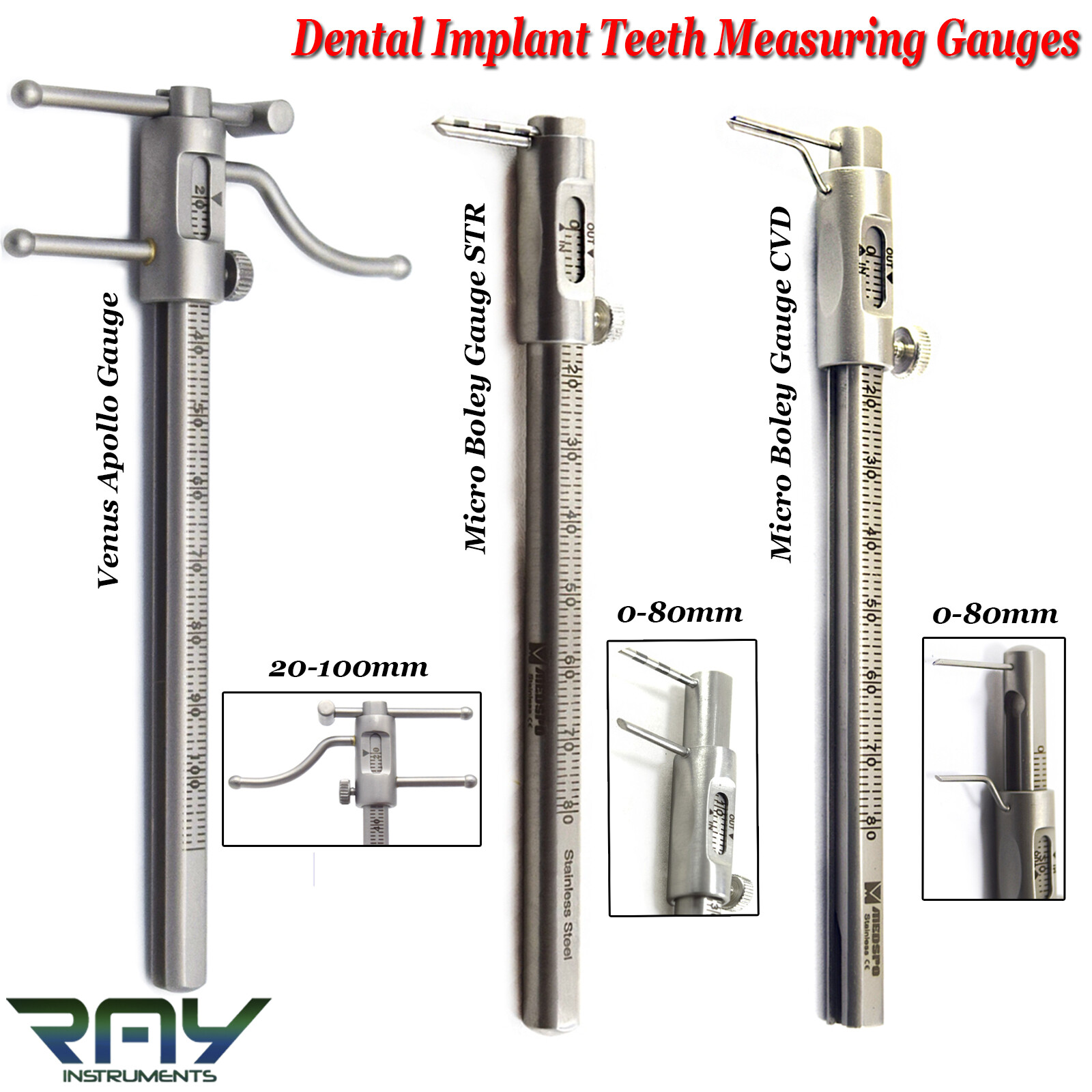 Dental VDO Apollo Gauge Ruler Prosthodontics Orthodontic Micro Boley Gauge