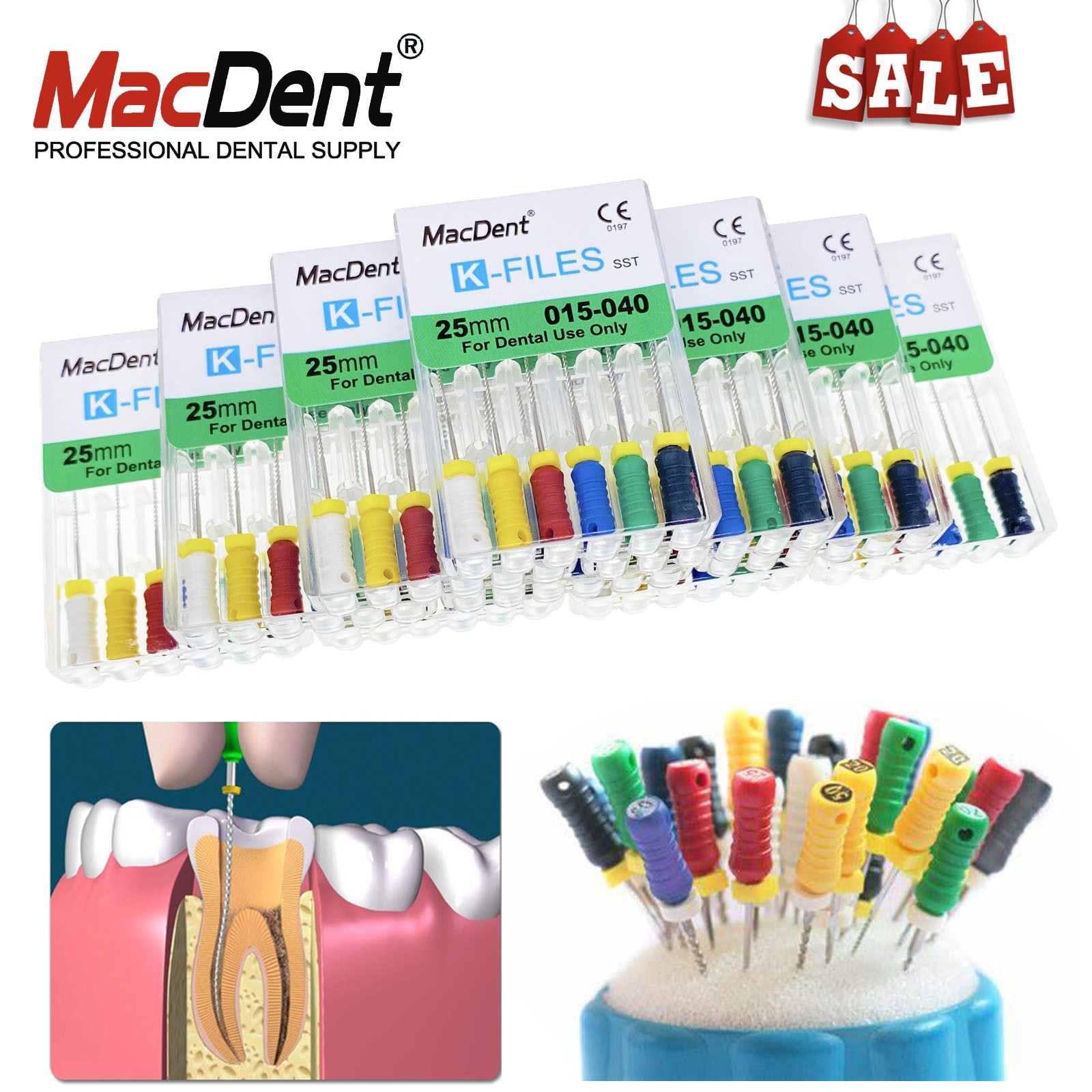 Dental Endodontic Root Canal Hand Use K-Files 25mm/21mm Stainless Steel 6pcs/box