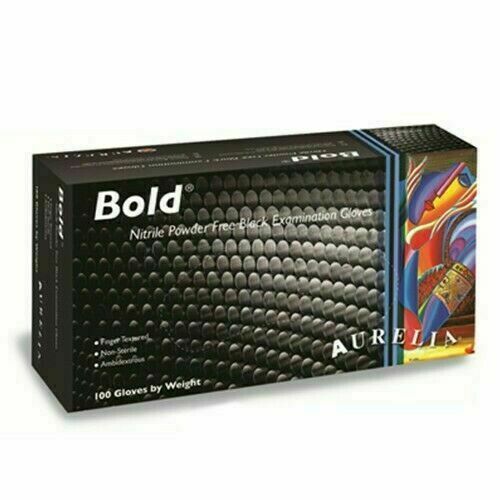 Black Nitrile Gloves X-Large Powder-Free Aurelia Bold 5mil / Qty 100