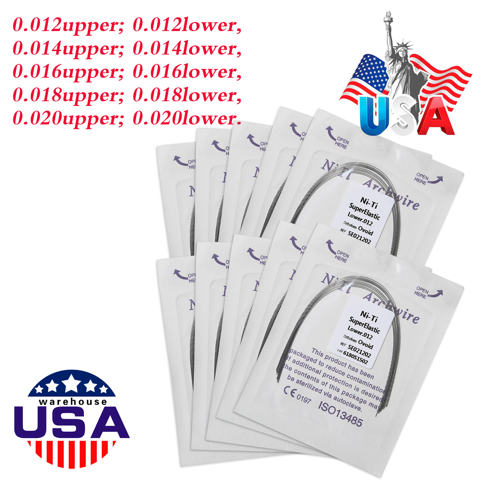 Dental Super Elastic Niti Round Arch Wires Arch Wire for Bracket Braces USA