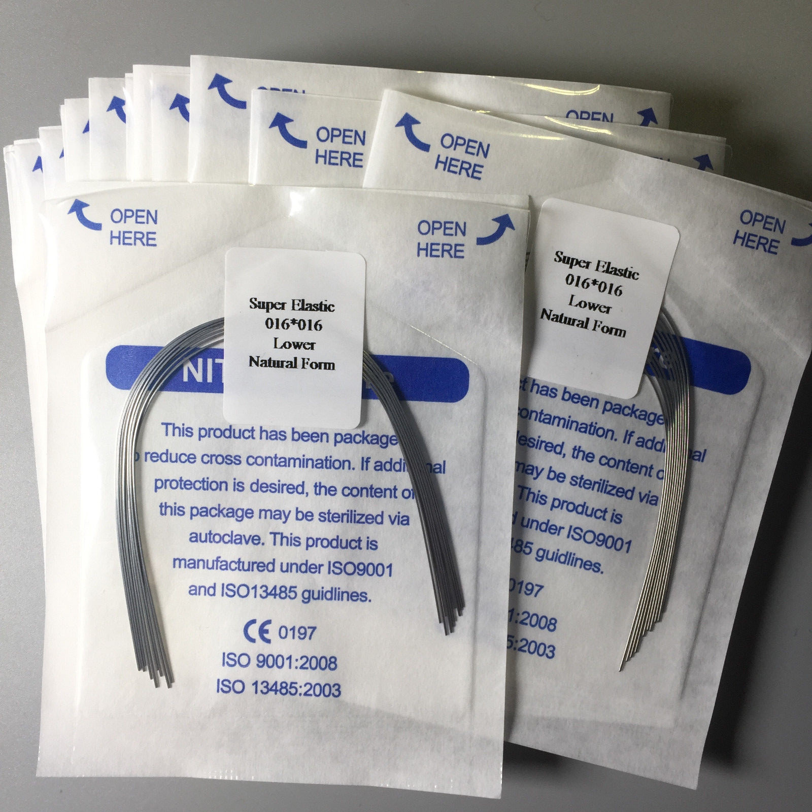 Natural Dental Rectangular Super Elastic Wires Niti Orthdontic 16X16 U/L 10Pack