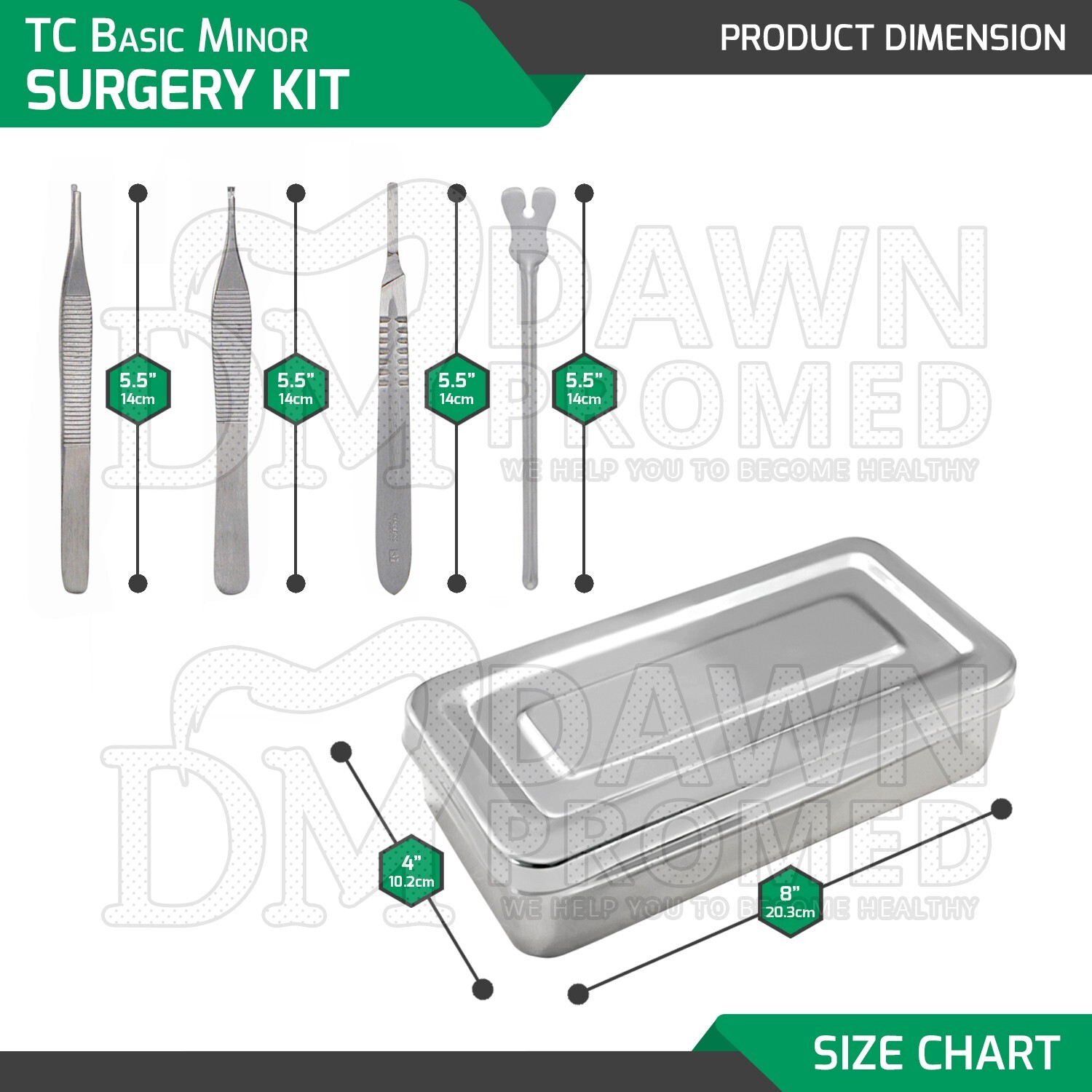 13 Pcs TC Basic Minor Surgery Set W/Stainless Steel Box Surgical Inst German Gr