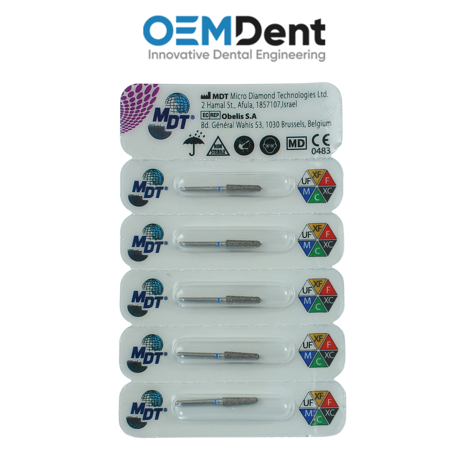 MDT FG Diamond Burs Guide Pin-Taper 508T Shaping Trimming Dental Restorations